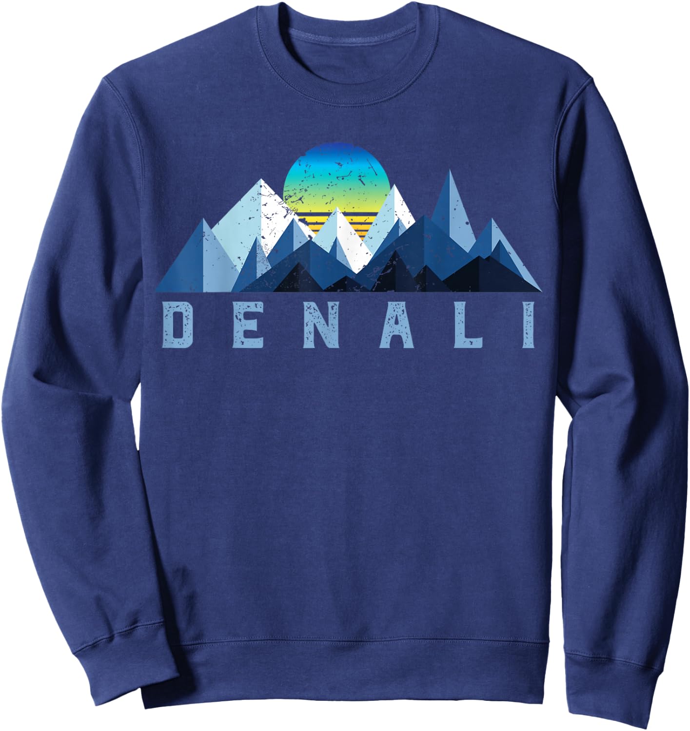 Vintage Denali Retro National Park Geometric Sweatshirt - Sweatshirt | Navy