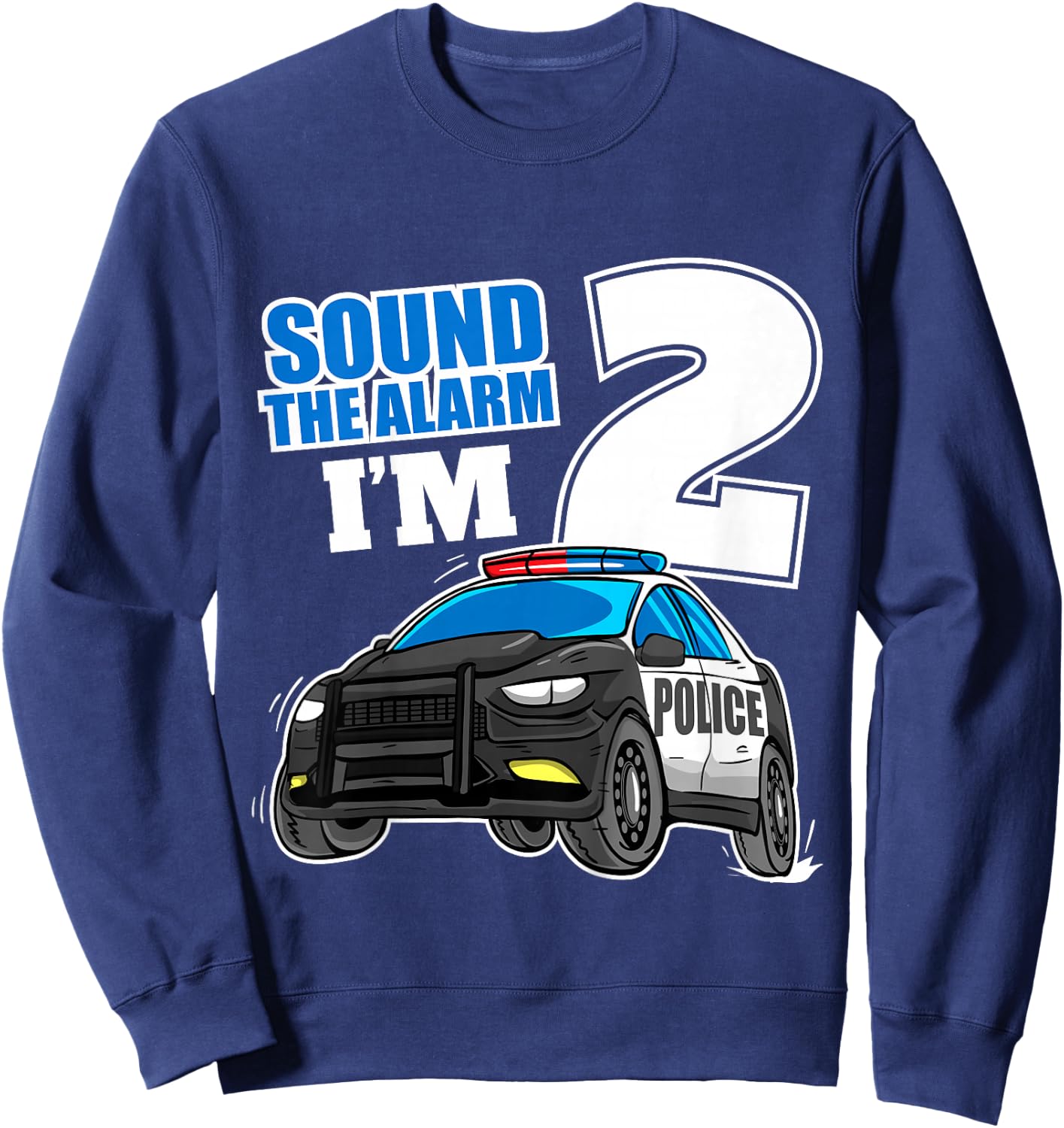 Kids Police Car 2nd Birthday Boy 2 Cop Policeman Officer Two Sweatshirt - Sweatshirt | Navy