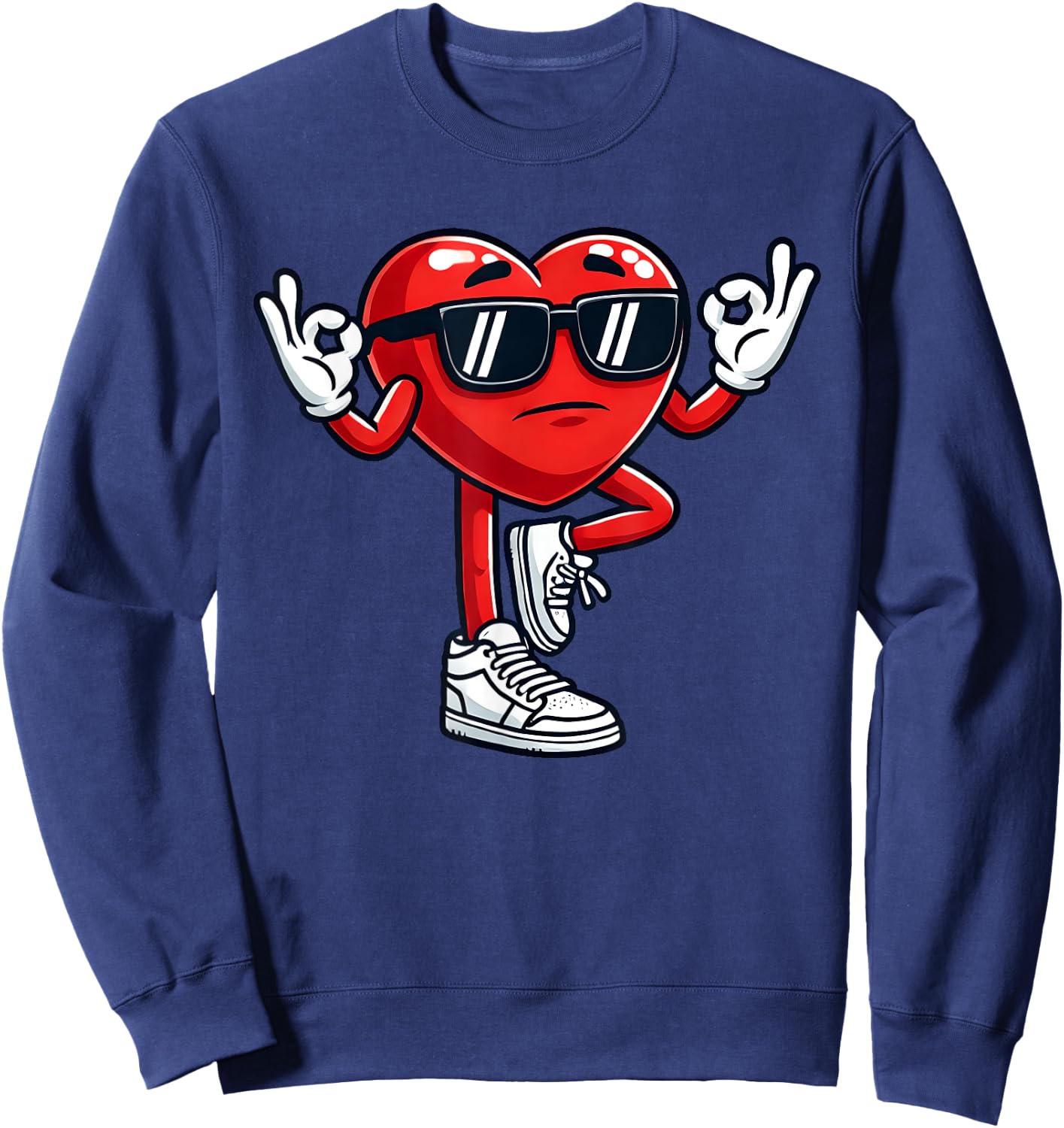 Red Heart Yoga Pose Funny Valentine's Day Family Matching Sweatshirt - Sweatshirt | Navy