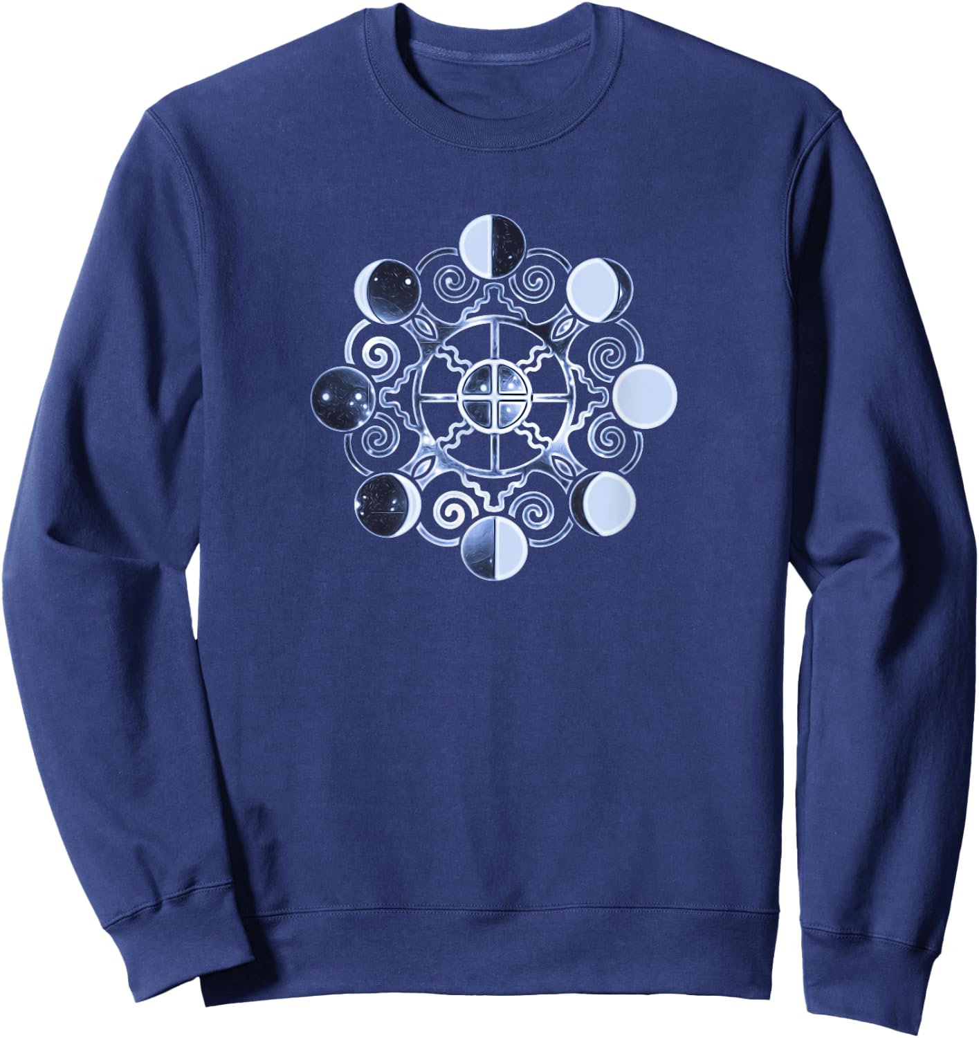 Moon phases, earth, symbol, magic, Wicca, paganism, vintage Sweatshirt - Sweatshirt | Navy