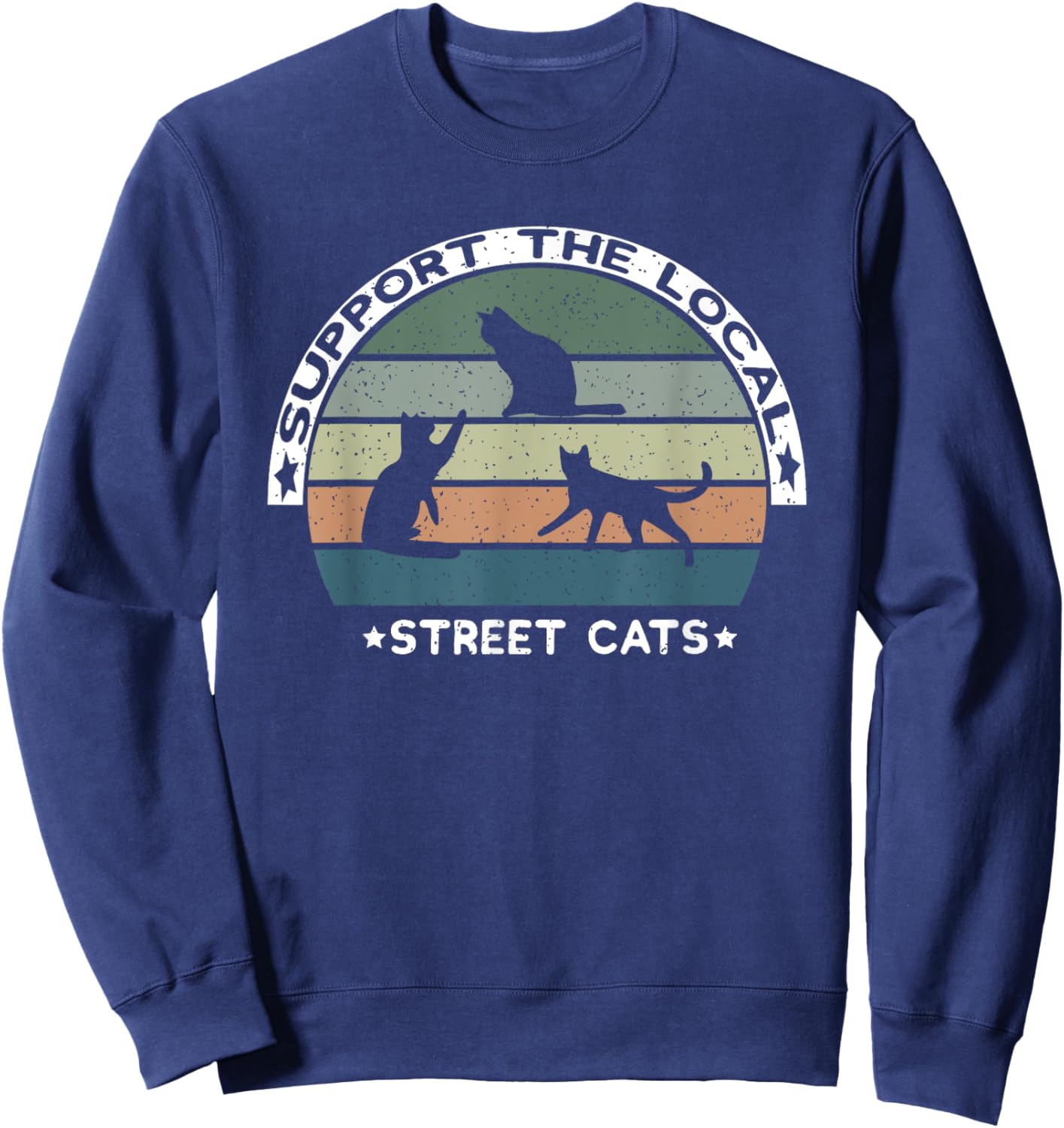 Vintage Support The Local Street Cats Sweatshirt - Sweatshirt | Navy