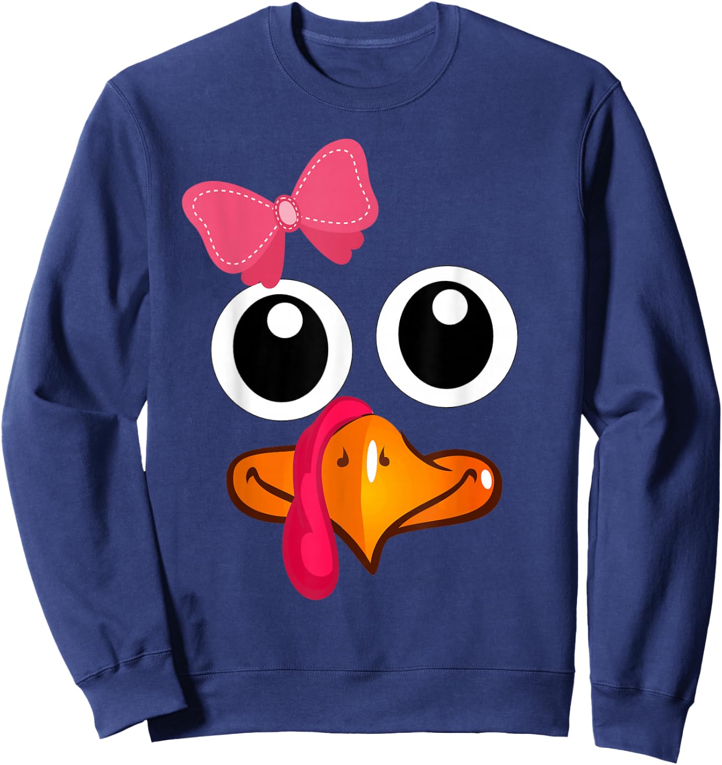 Thanksgiving Turkey Face Cute Girl Sweatshirt - Sweatshirt | Navy