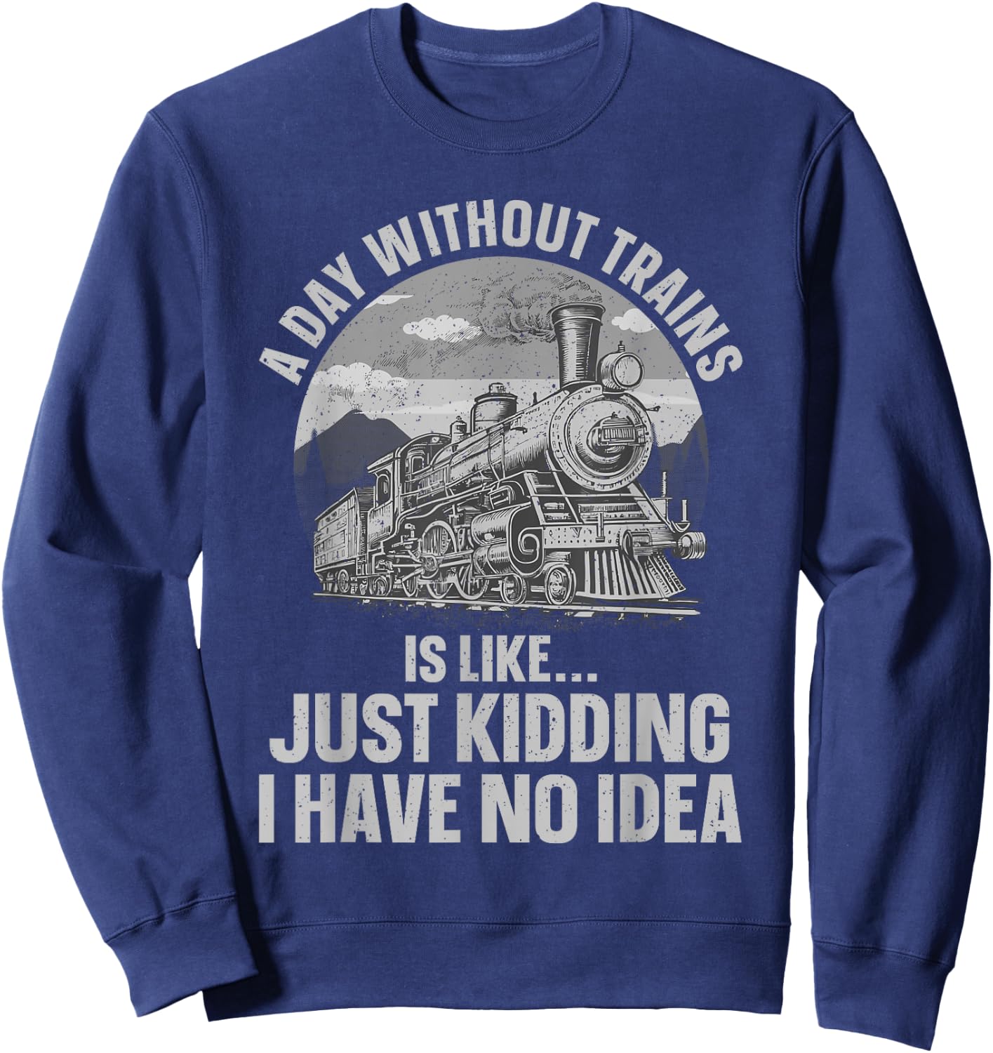 Best Train Art Women Railroad Steam Train Lovers Sweatshirt - Sweatshirt | Navy