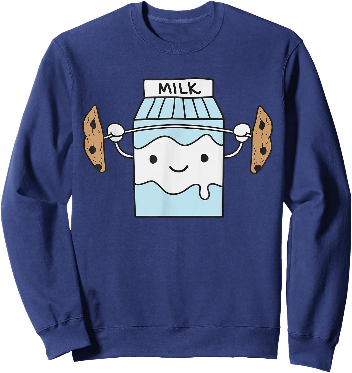 Milk Lifting Cookie Funny Coaster Barbell Sweatshirt - Sweatshirt | Navy