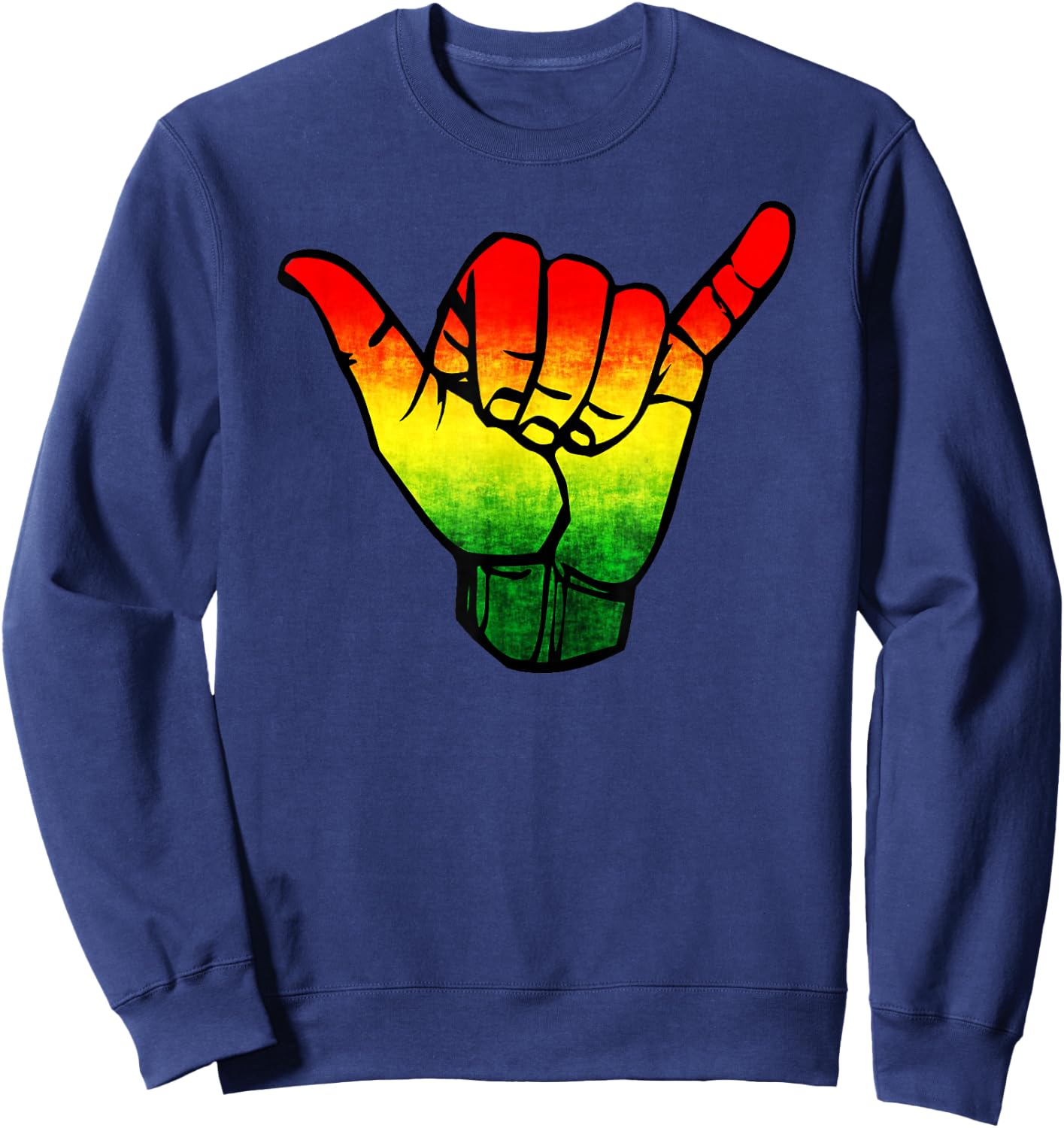 Jamaica Flag Rasta Hawaii Shaka Sign Shirt Art-Retro Shaka Sweatshirt - Sweatshirt | Navy