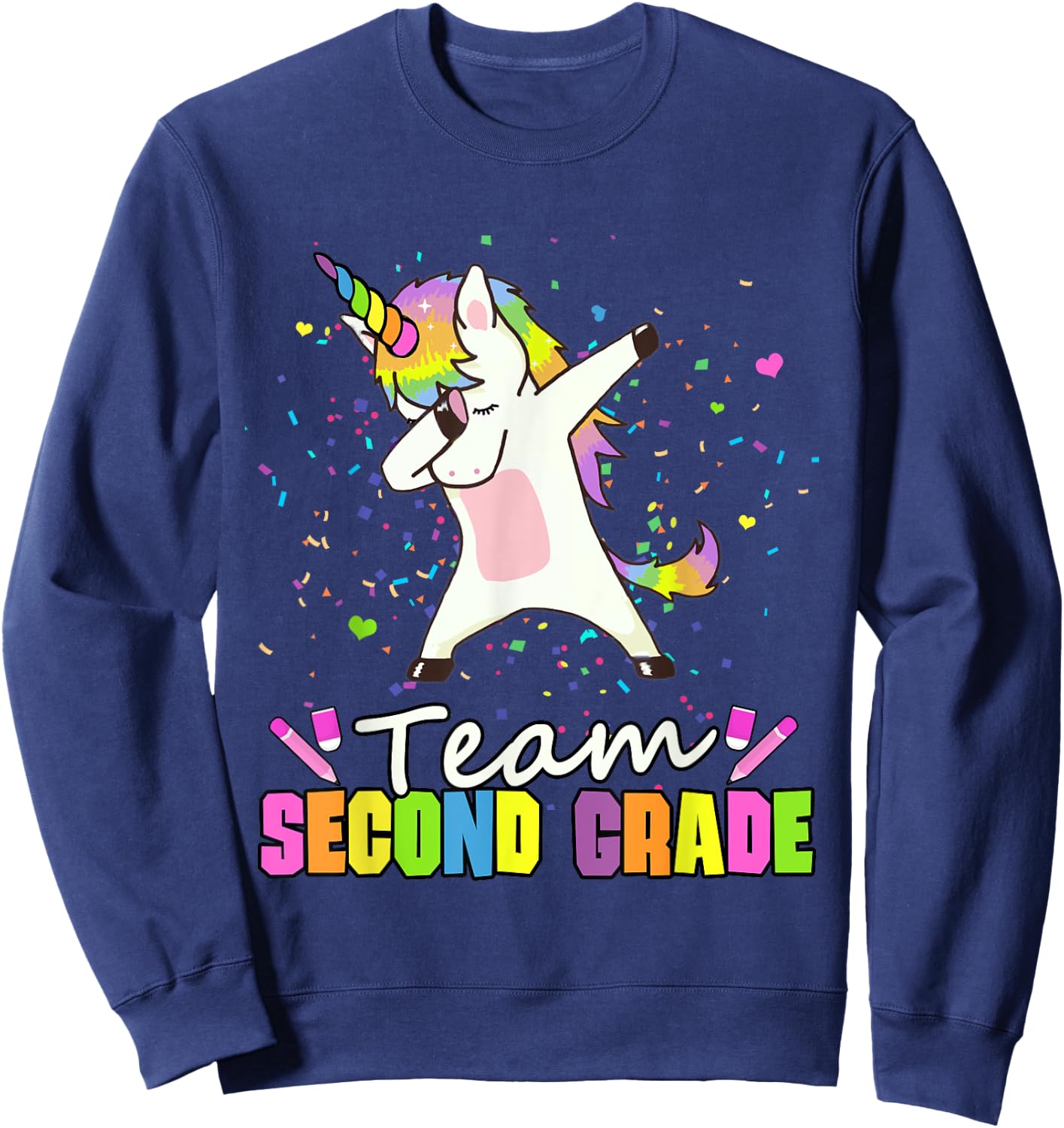 Team Second Grade Unicorn Team 2nd Grade Sweatshirt - Sweatshirt | Navy