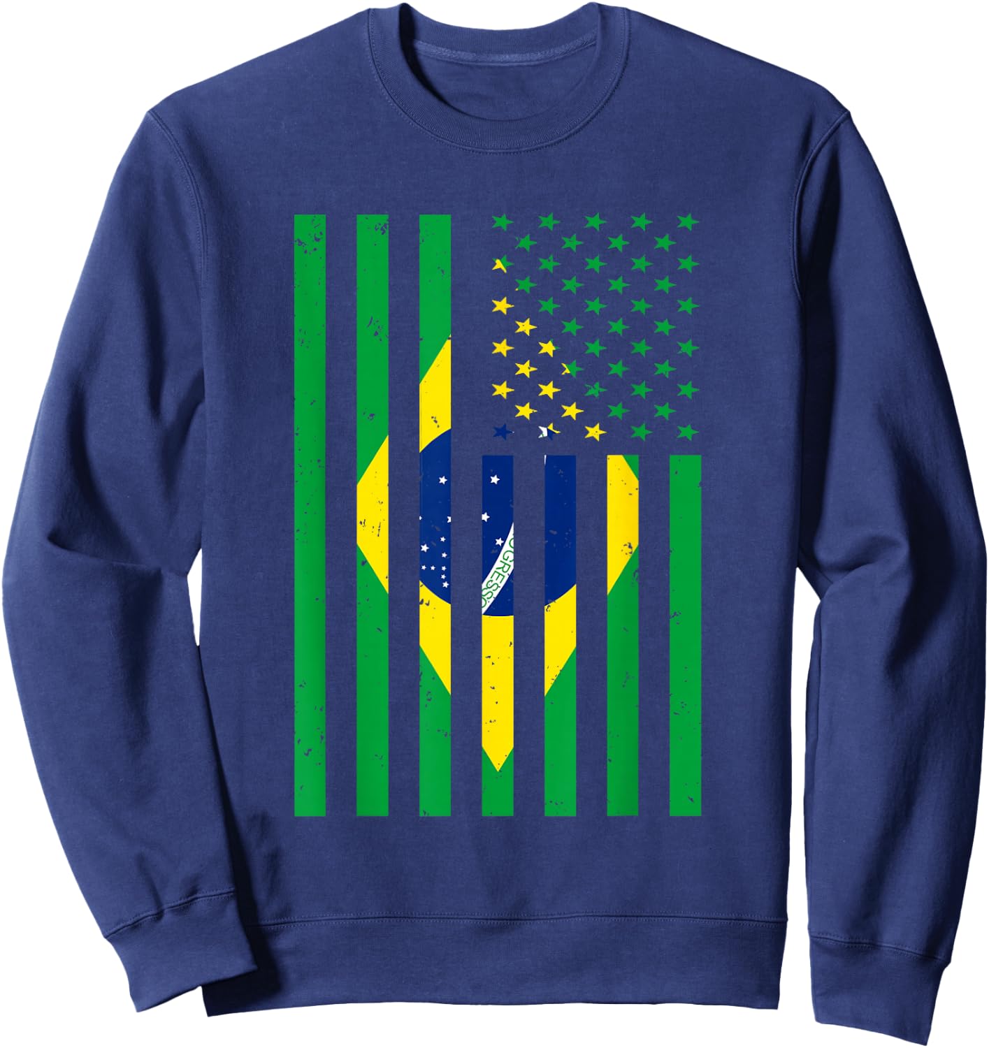 Brazil Shirt Brasil Soccer USA America Flag Jersey Men Women Sweatshirt - Sweatshirt | Navy
