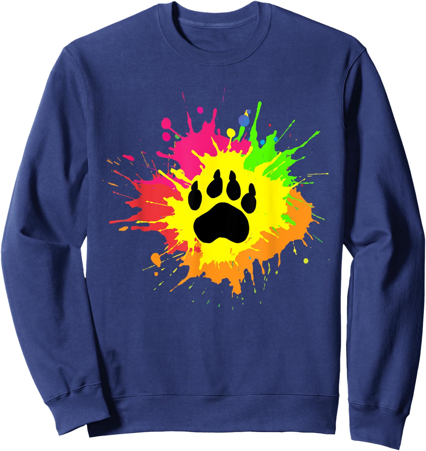 Furry Shirt Rainbow Bear Fursona Wolf Paw Print Gifts Sweatshirt - Sweatshirt | Navy