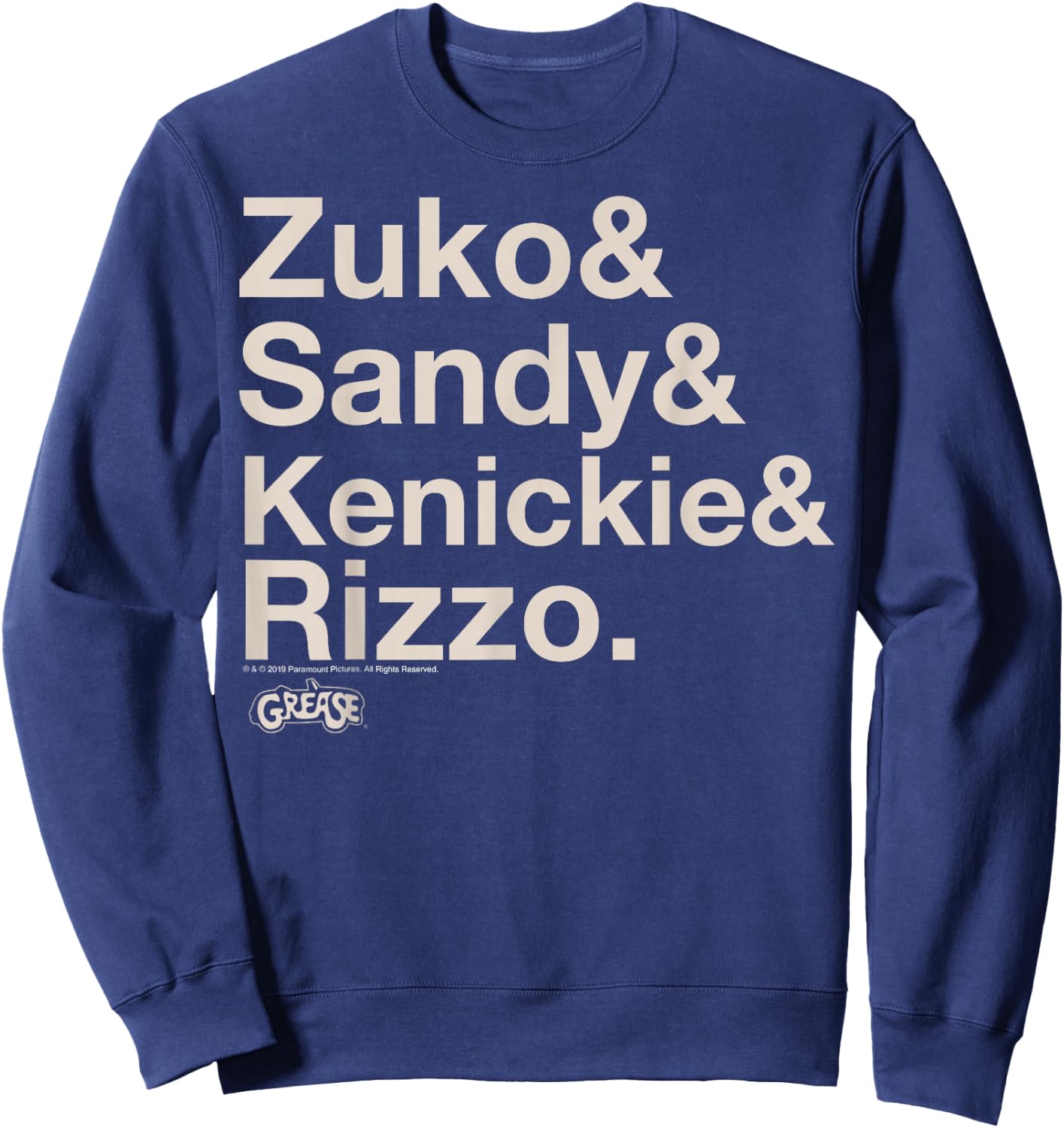 Grease Zuko Sandy Kenickie Rizzo Name Stack Sweatshirt - Sweatshirt | Navy