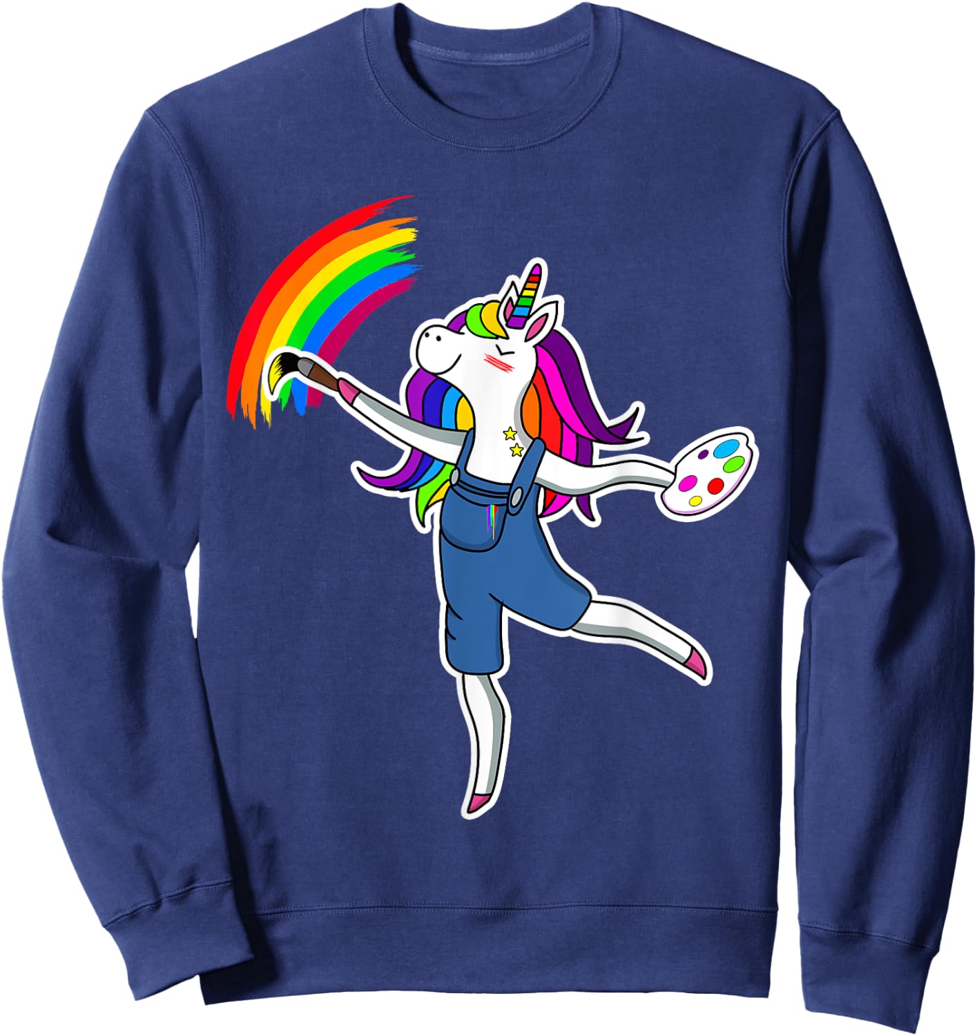 Magical Unicorn Painting Artist Rainbow Art Teacher Women Sweatshirt - Sweatshirt | Navy