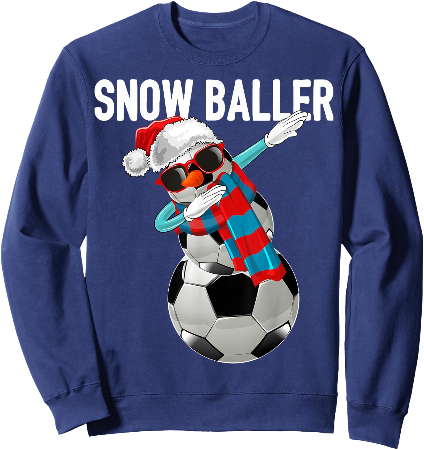 Snow Baller Dabbing Soccer Christmas Snowman Shirt Gift Kids Sweatshirt - Sweatshirt | Navy