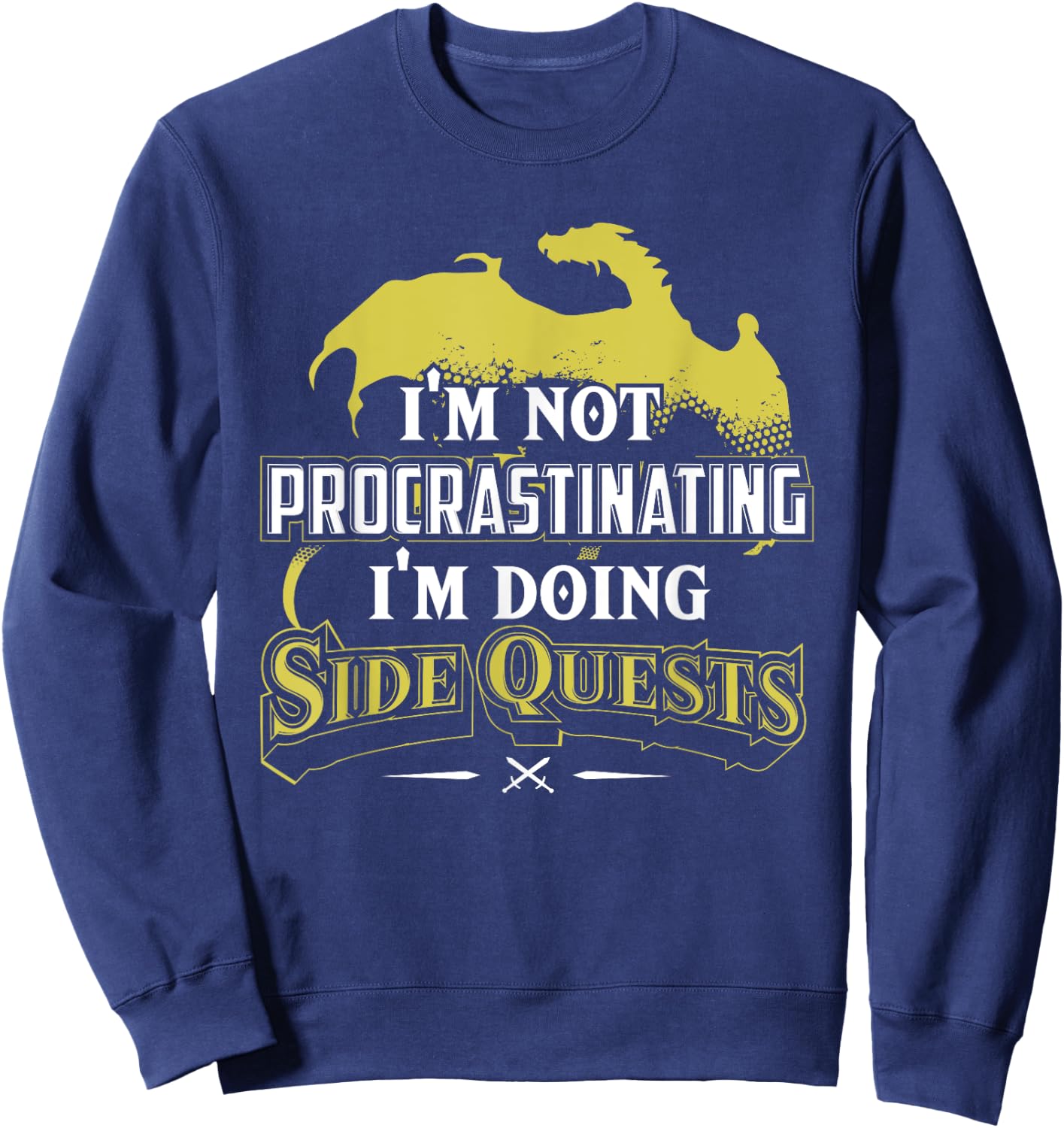 RPG Gamer : I'm Doing Side Quests - Casual , Short Sleeve, Adult Polyester (Black) Sweatshirt - Sweatshirt | Navy