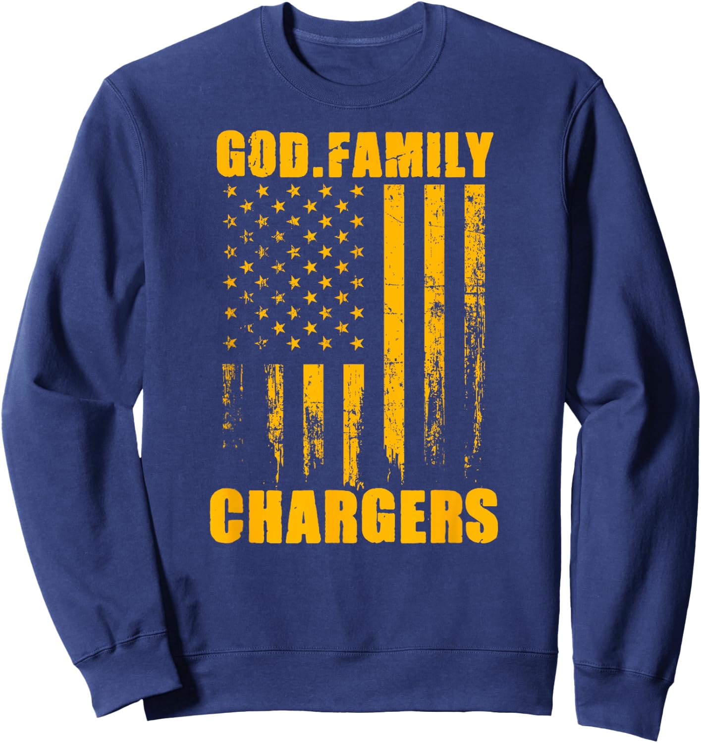 Midway Chargers God. Family. Vintage USA Flag Sweatshirt - Sweatshirt | Navy