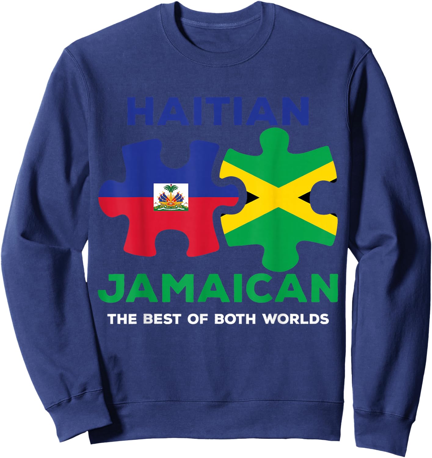 Haiti Jamaica Haitian Jamaican Ayiti Flag Day Combo Puzzle Sweatshirt - Sweatshirt | Navy