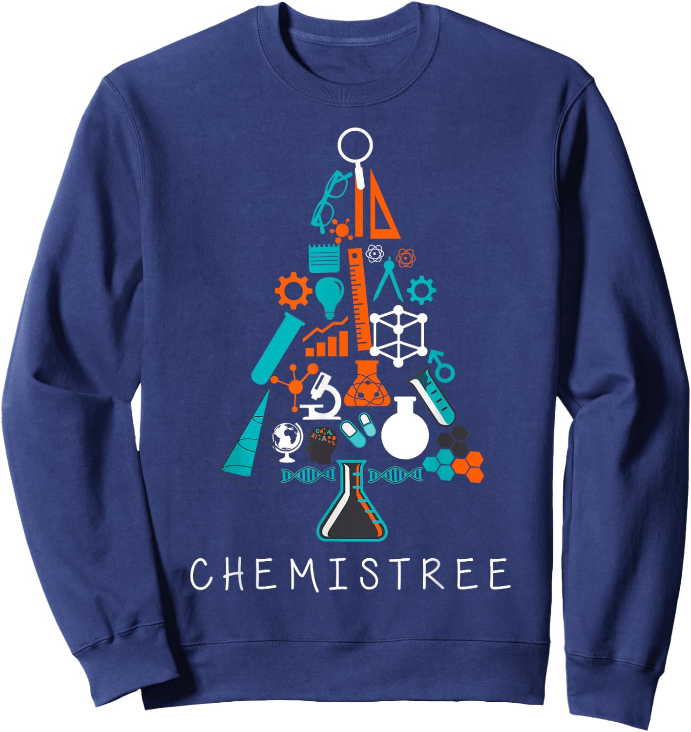 Oh Chemistree Funny Science Christmas Tree Labratory Costume Sweatshirt - Sweatshirt | Navy