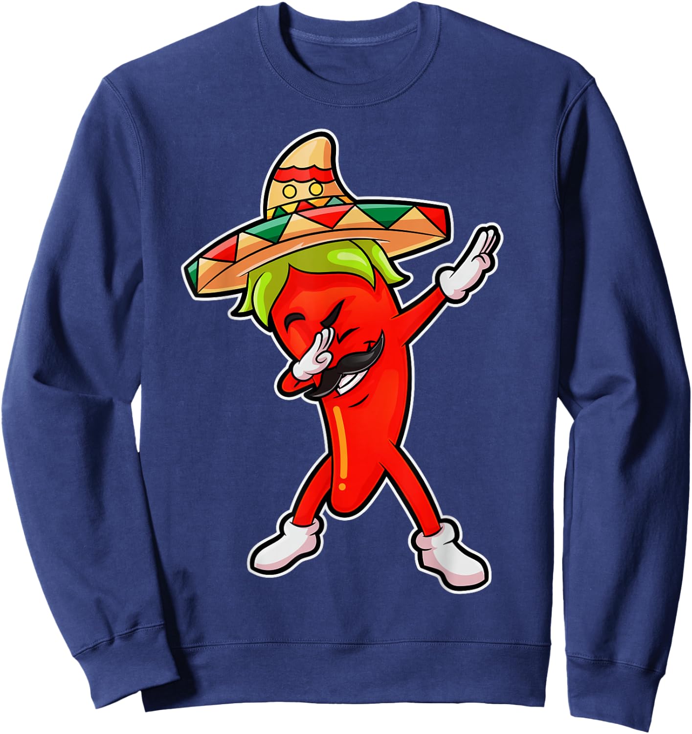 Chili Dabbing Pepper Mexican Hot Jalapeno Dab Mexico Funny Sweatshirt - Sweatshirt | Navy