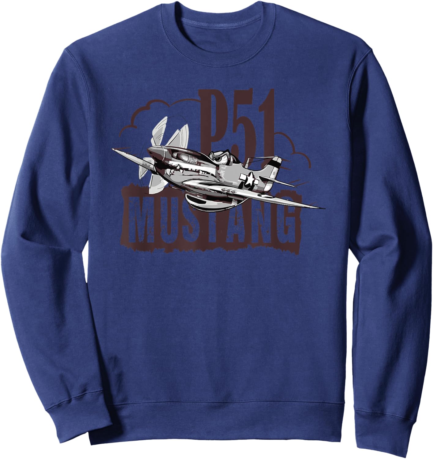 P51 Mustang T shirt WW2 Fighter Sweatshirt - Sweatshirt | Navy