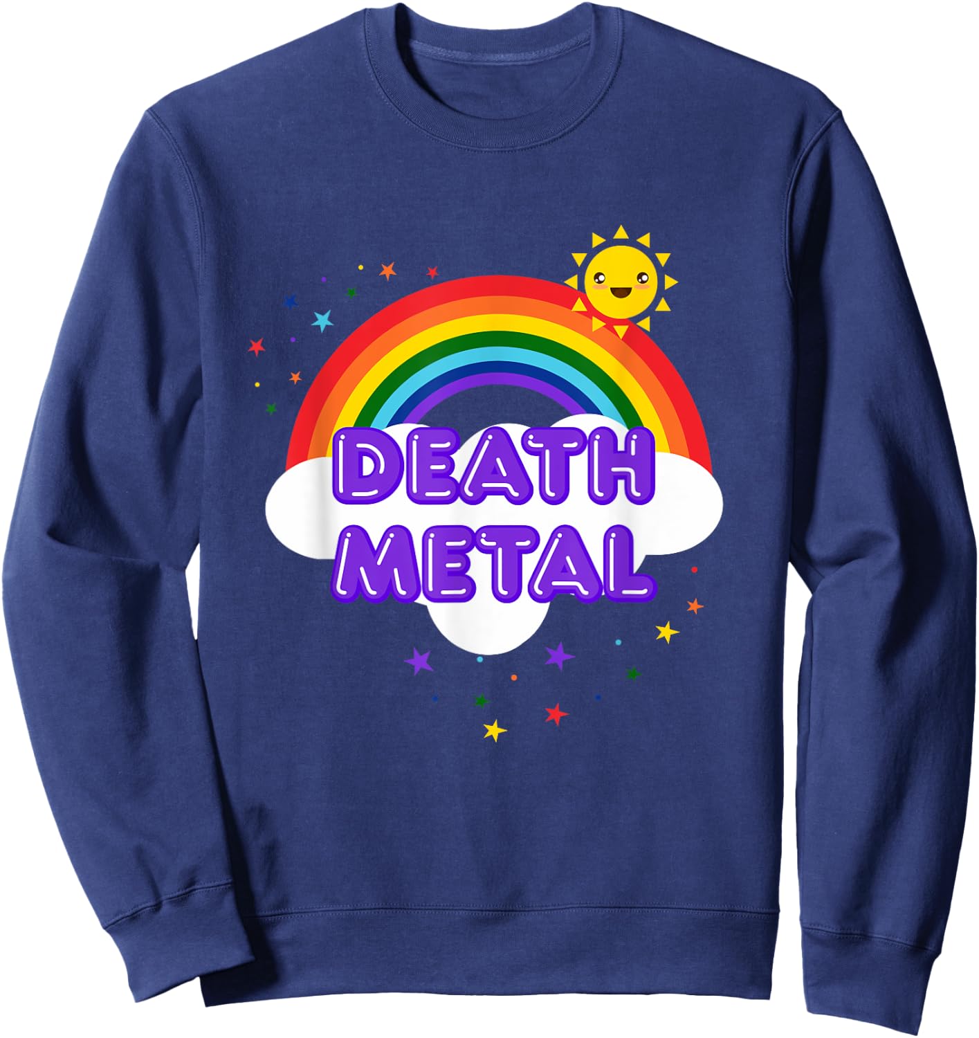 Death Metal Rainbow - Funny Heavy Metal Cool Pink Sweatshirt - Sweatshirt | Navy
