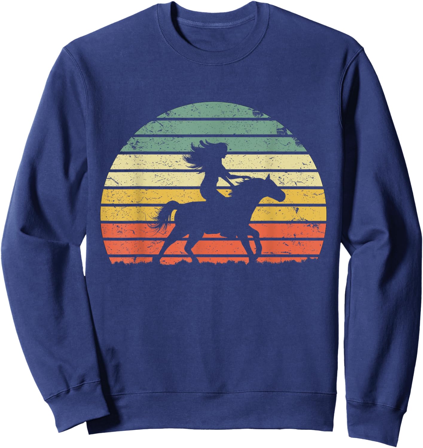 Girl Horse Riding Shirt Vintage Cowgirl Texas Ranch Sweatshirt - Sweatshirt | Navy