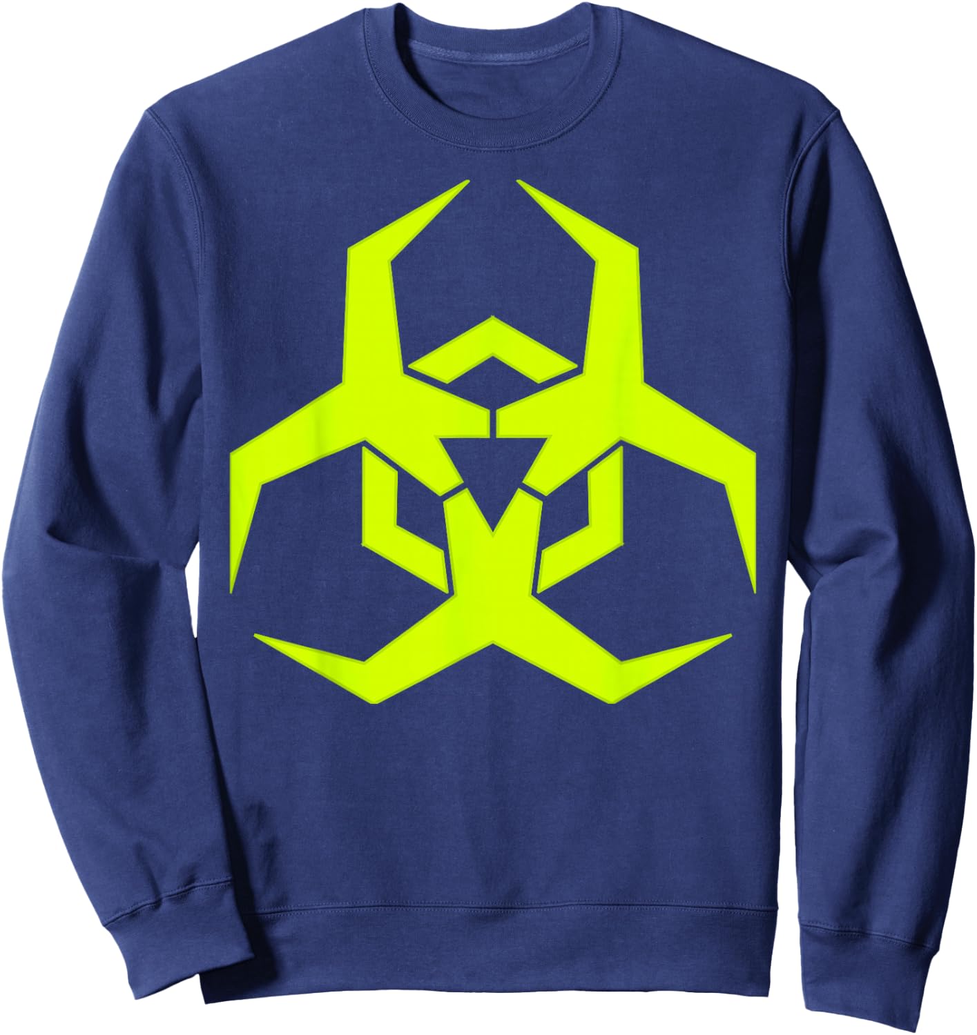 Toxic Neon Green Biohazard Symbol Sweatshirt - Sweatshirt | Navy