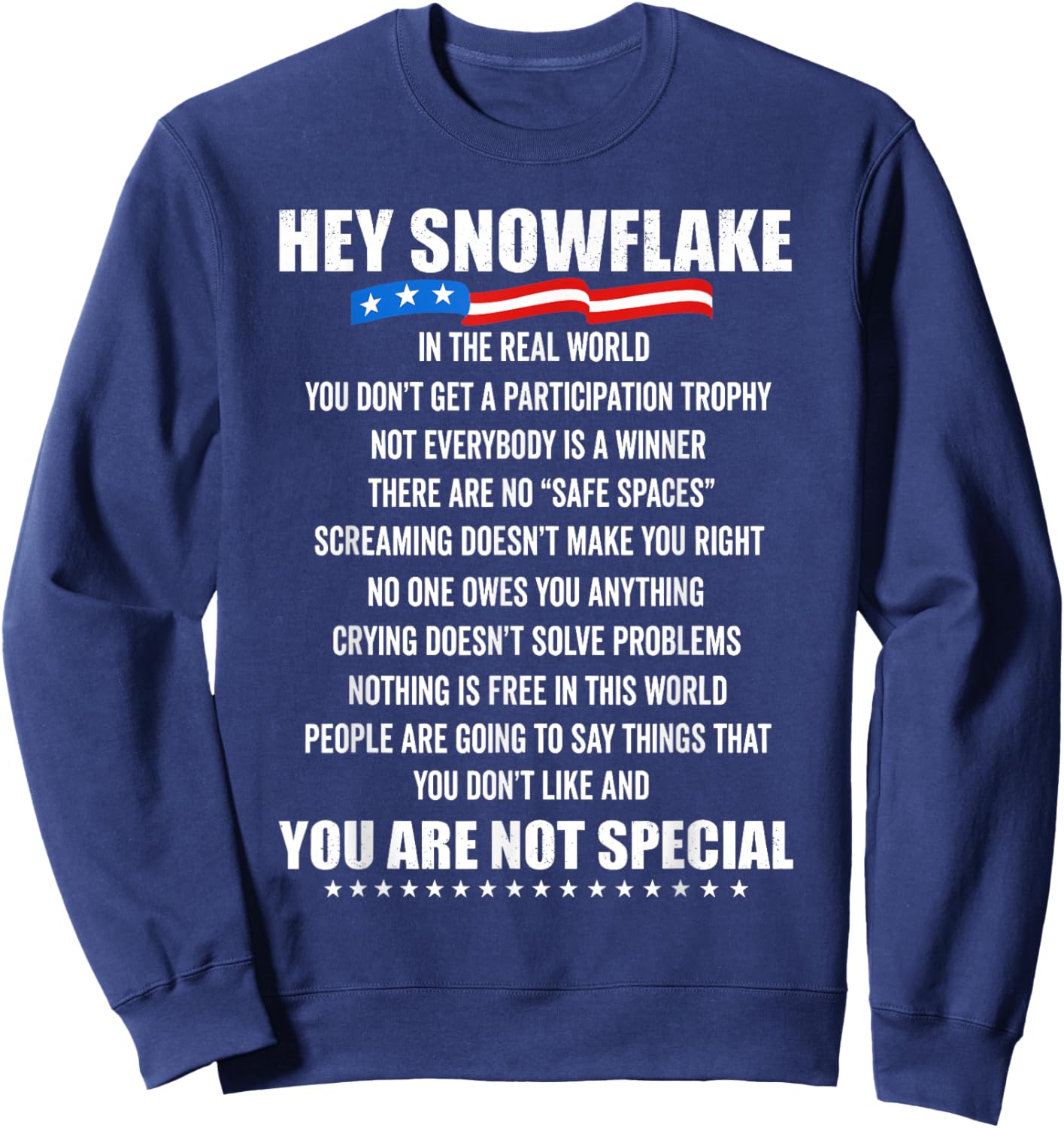 Hey Snowflake in The Real World Motivational Truths Sweatshirt - Sweatshirt | Navy