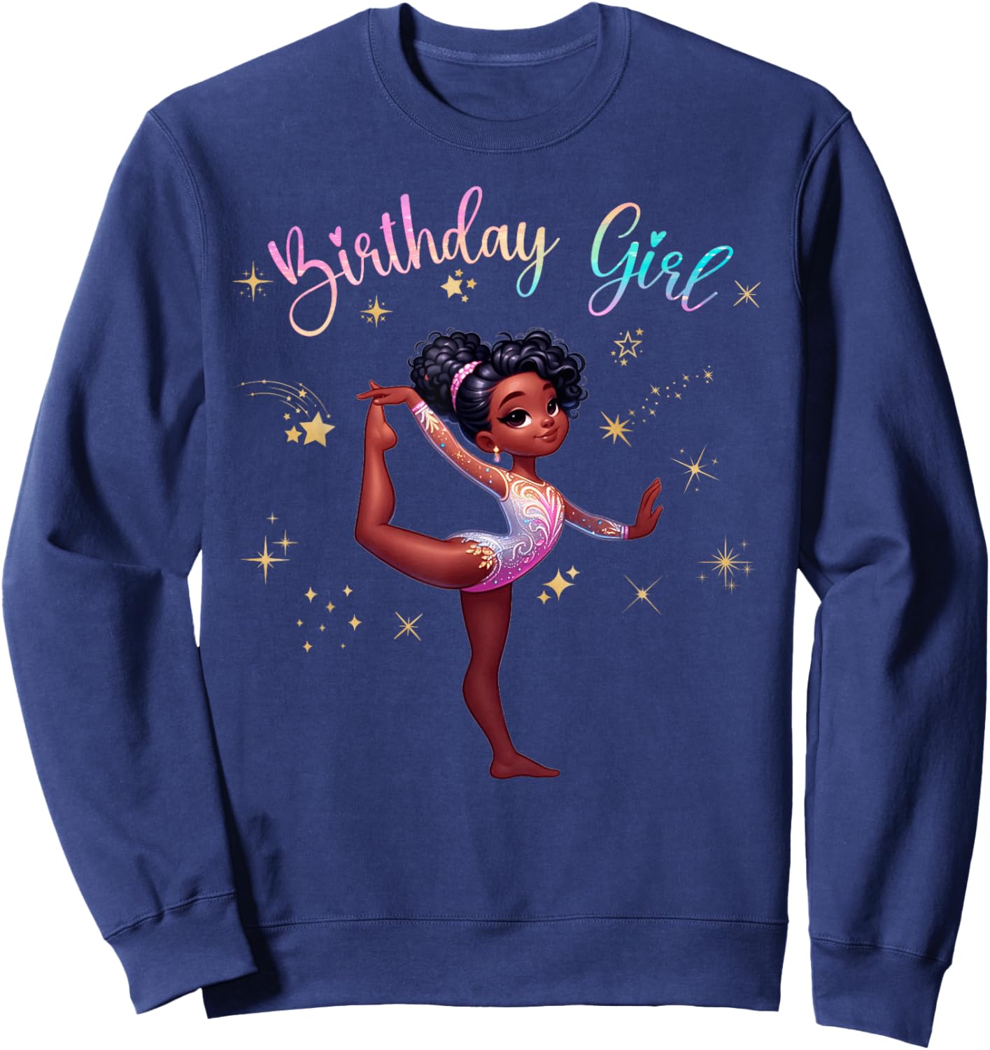 Gymnast Girl Afro Black Gymnastic African American Sweatshirt - Sweatshirt | Navy