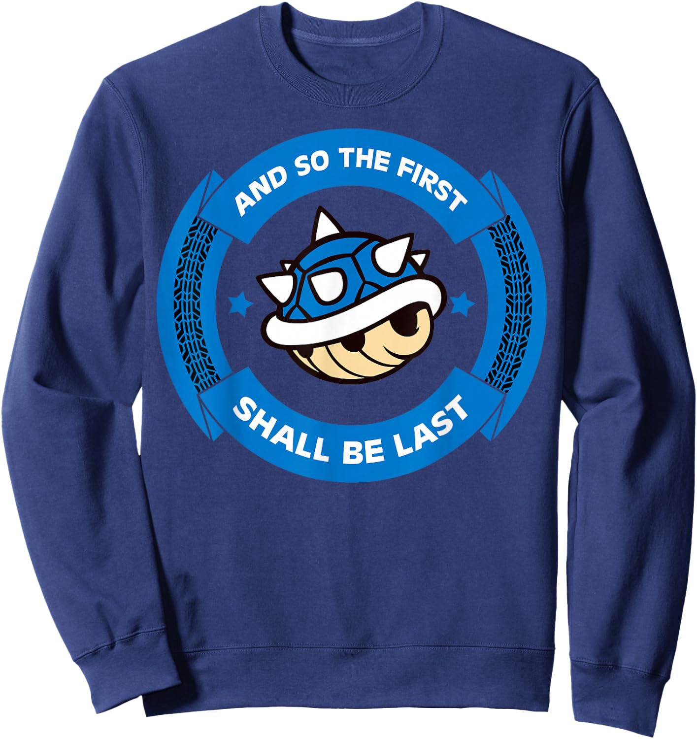 Nintendo Mario Kart Blue Shell Circle Text Sweatshirt - Sweatshirt | Navy