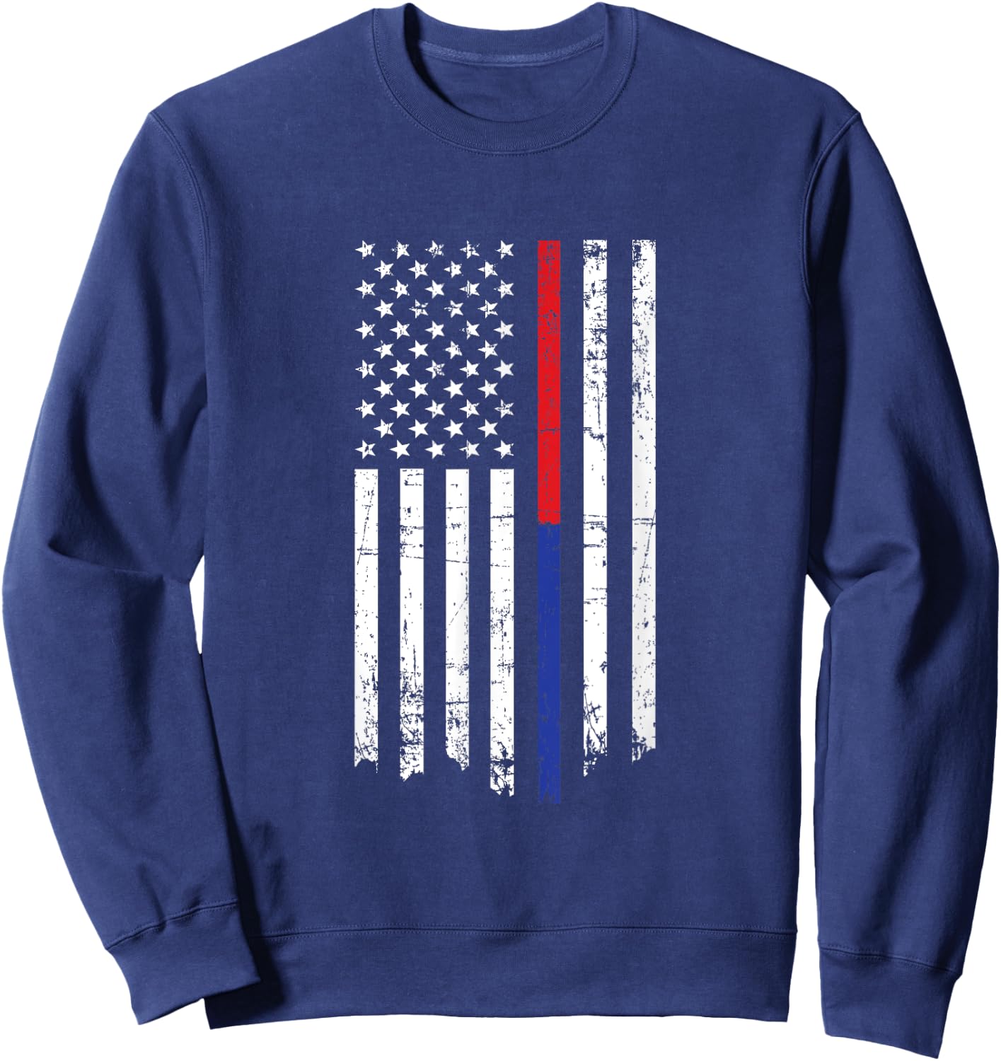 Firefighter Police Officer Thin Red Blue Line American Flag Kids Men Sweatshirt - Sweatshirt | Navy