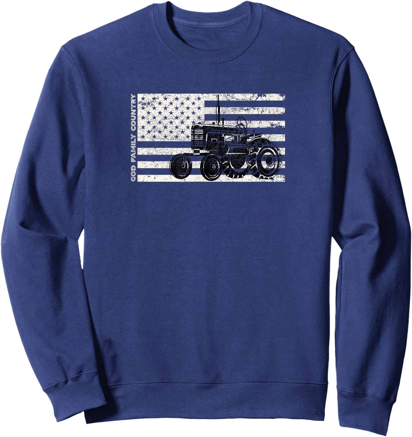 God Family Country vintage Patriotic Farmer Kids Men Sweatshirt - Sweatshirt | Navy