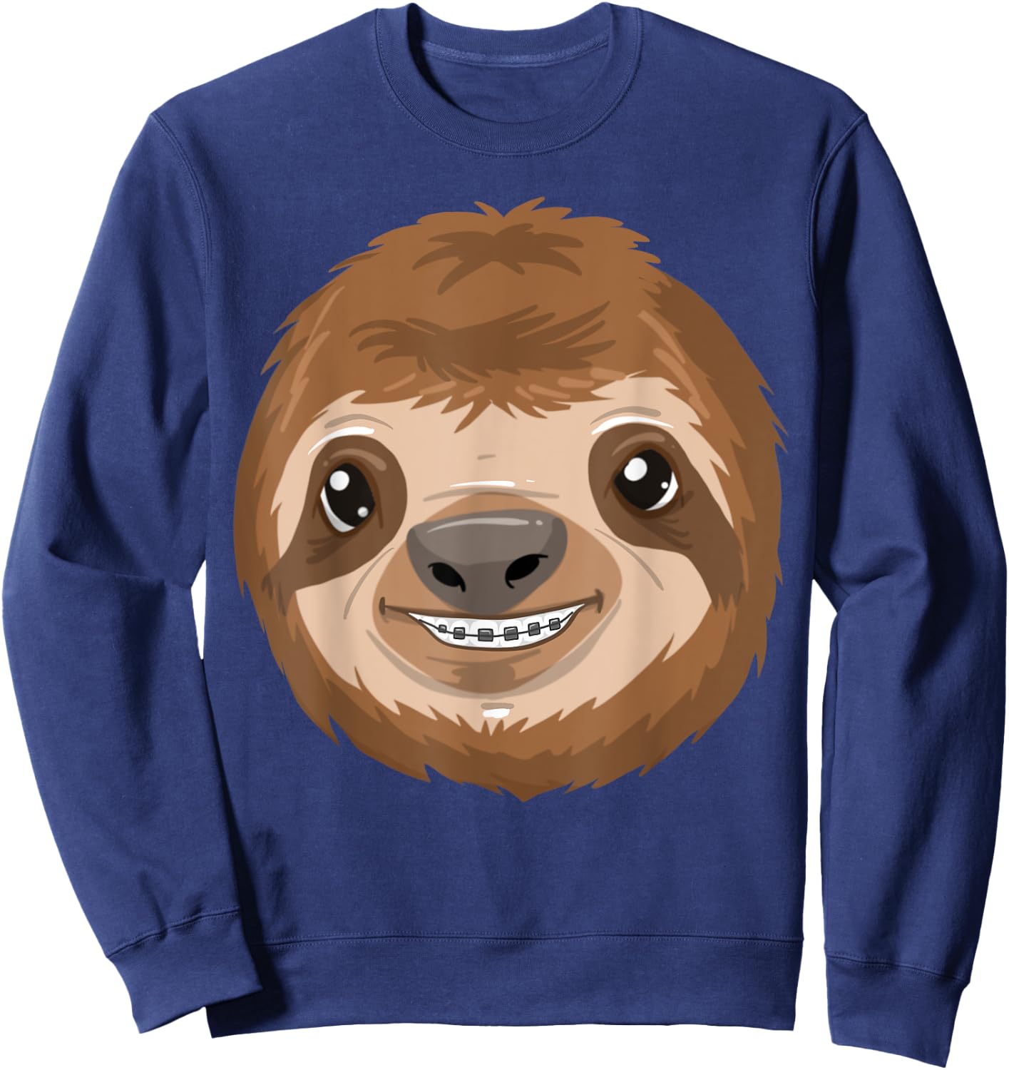 Cool Sloth With Dental Braces Funny Animal Teeth Smile Gift Sweatshirt - Sweatshirt | Navy