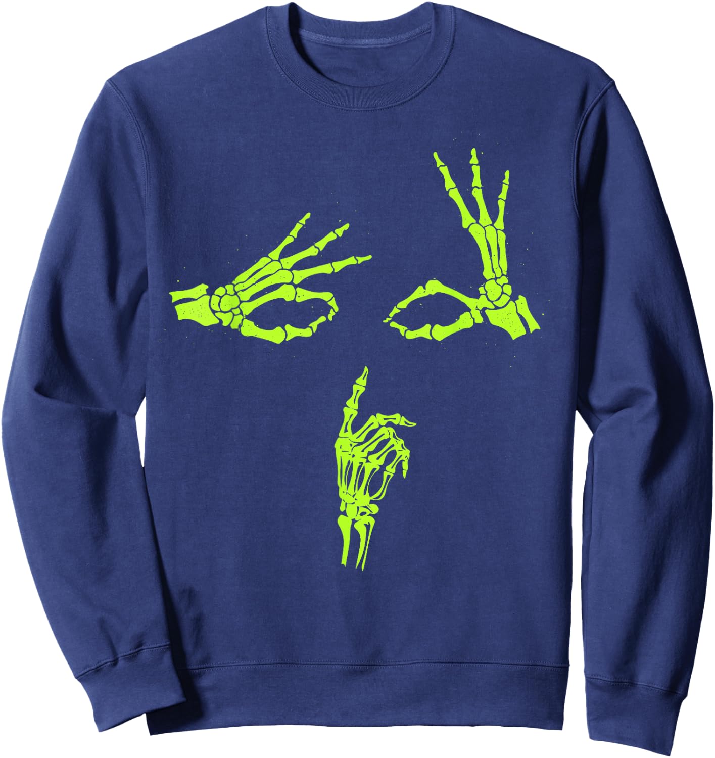 Green Graphic Skeleton Hands Shhh Say Less Green Graphic Sweatshirt - Sweatshirt | Navy