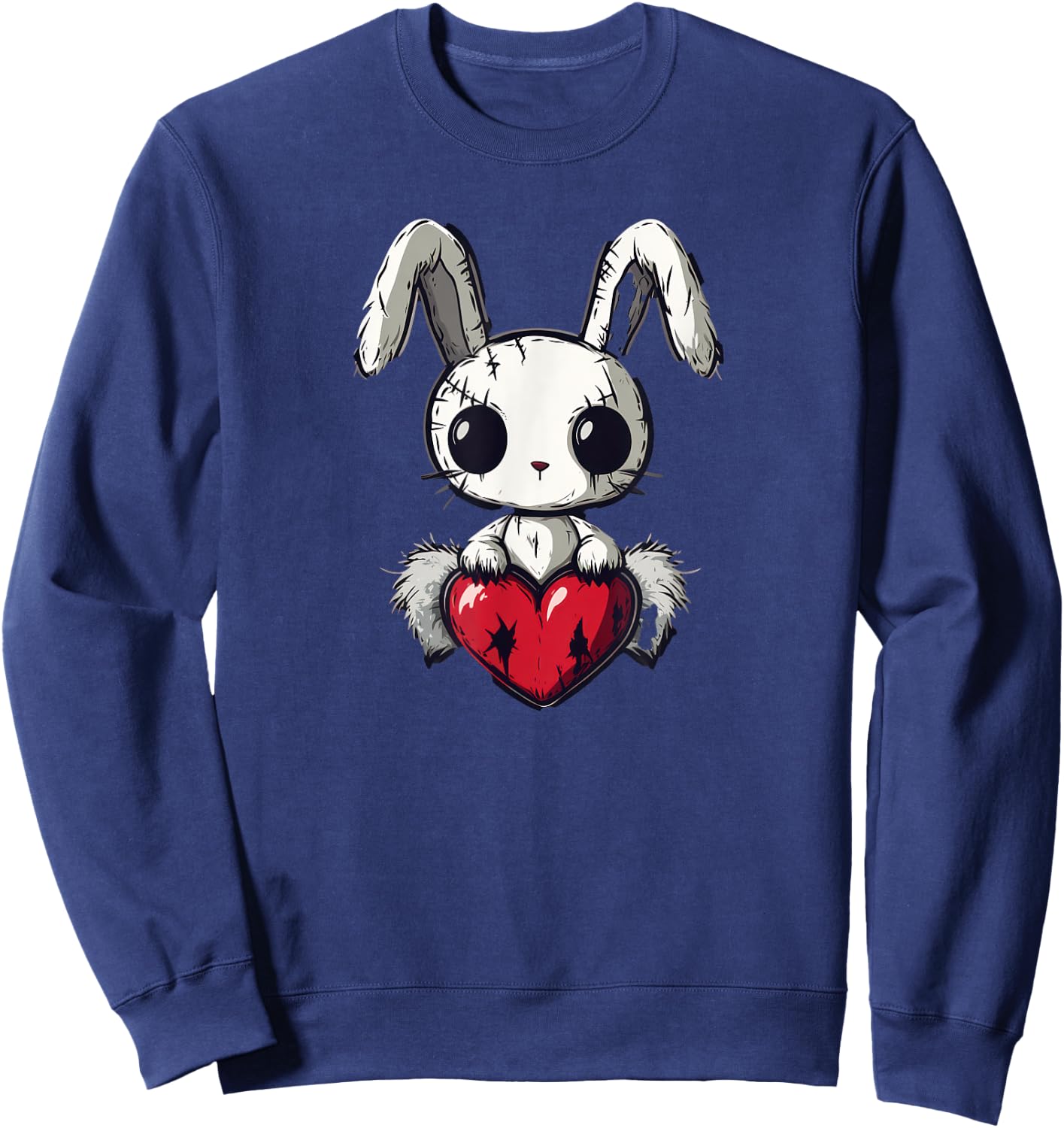 Goth Bunny Creepy Cute Emo Pastel Kawaii Voodoo Doll Graphic Sweatshirt - Sweatshirt | Navy