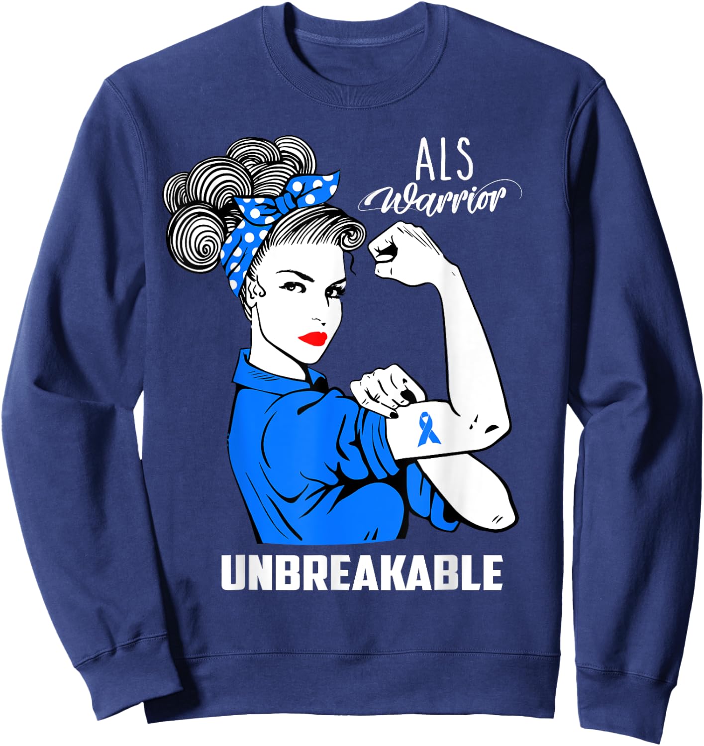 ALS Warrior Unbreakable Shirt ALS Awareness Gift Sweatshirt - Sweatshirt | Navy