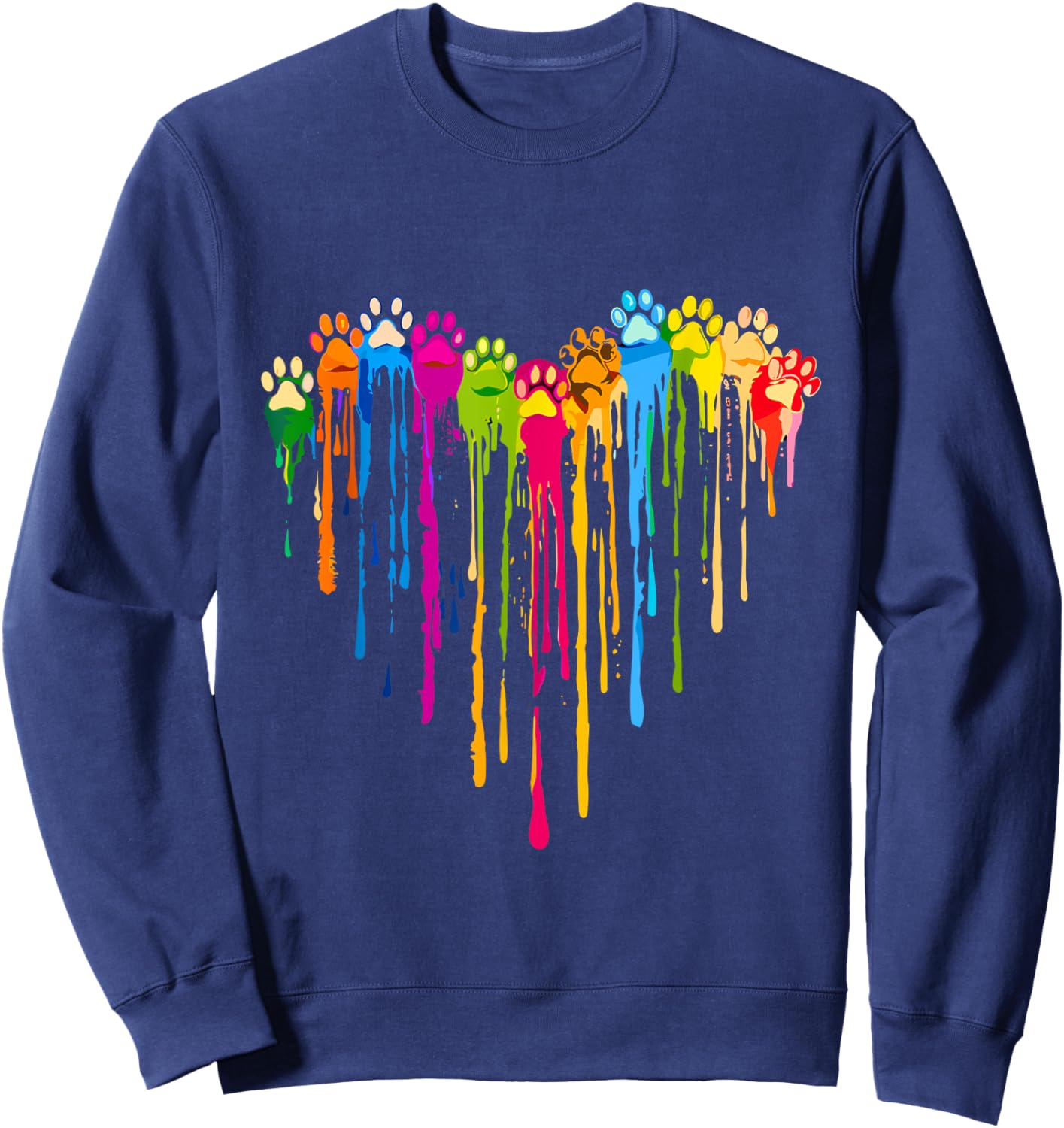 Funny Colorful Dog Paw Heart Cute Cat Design Men Sweatshirt - Sweatshirt | Navy