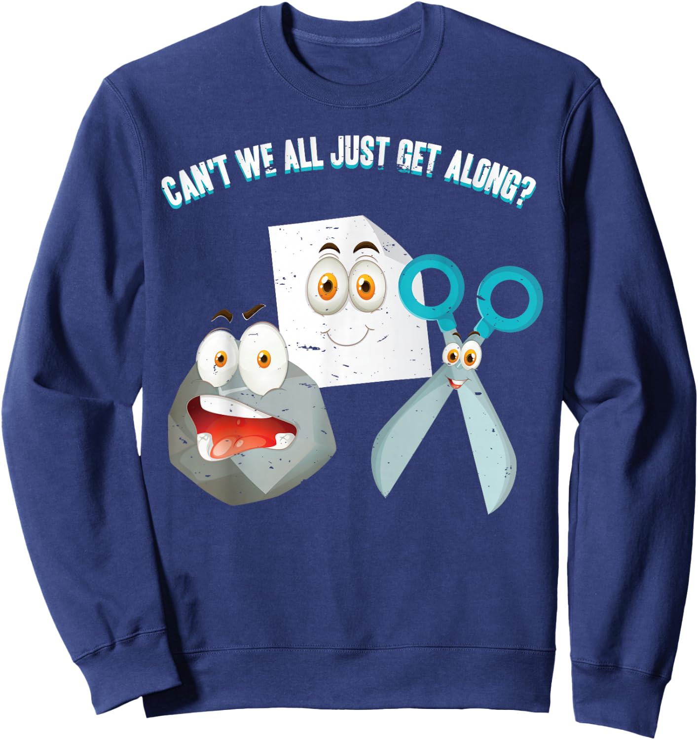 Can't We All Just Get Along? Rock Paper Scissors Sweatshirt - Sweatshirt | Navy