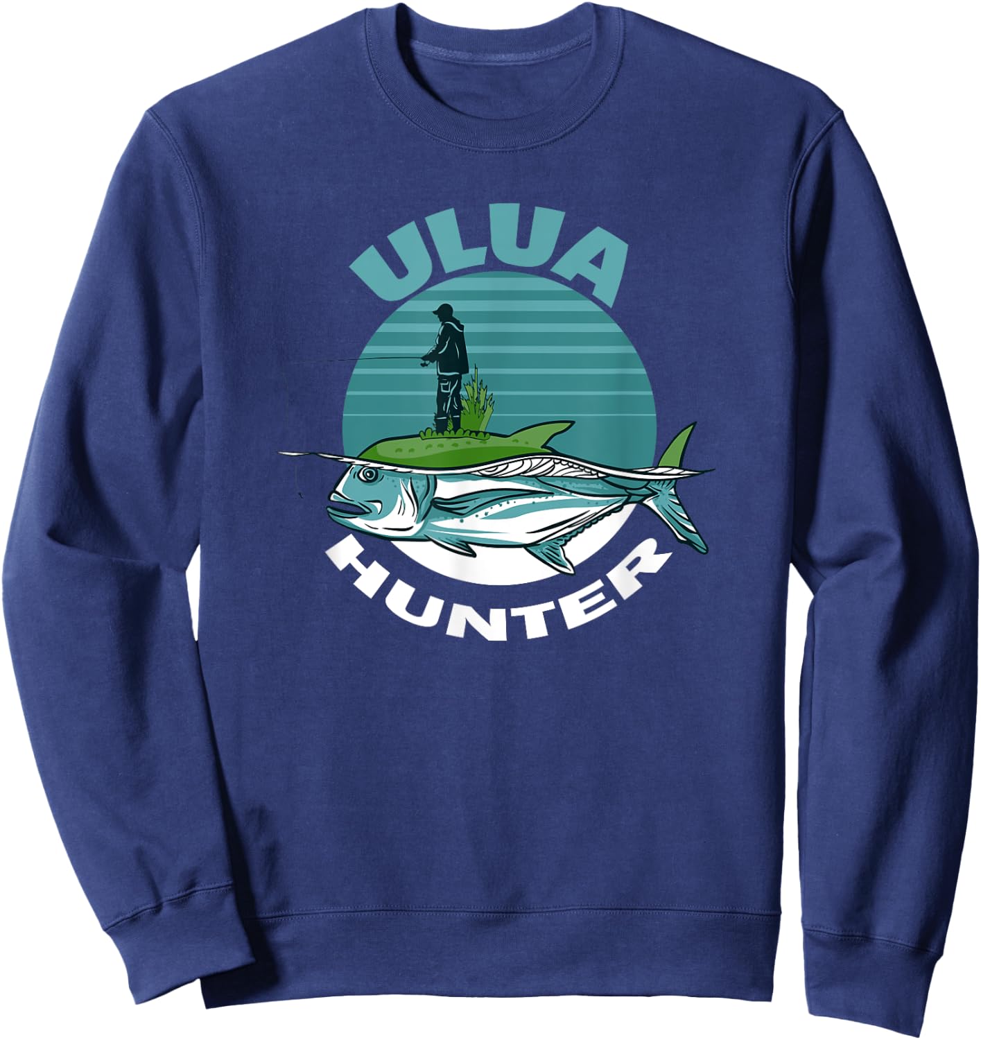 Giant Trevally Ulua Fishing Hunter Sweatshirt - Sweatshirt | Navy