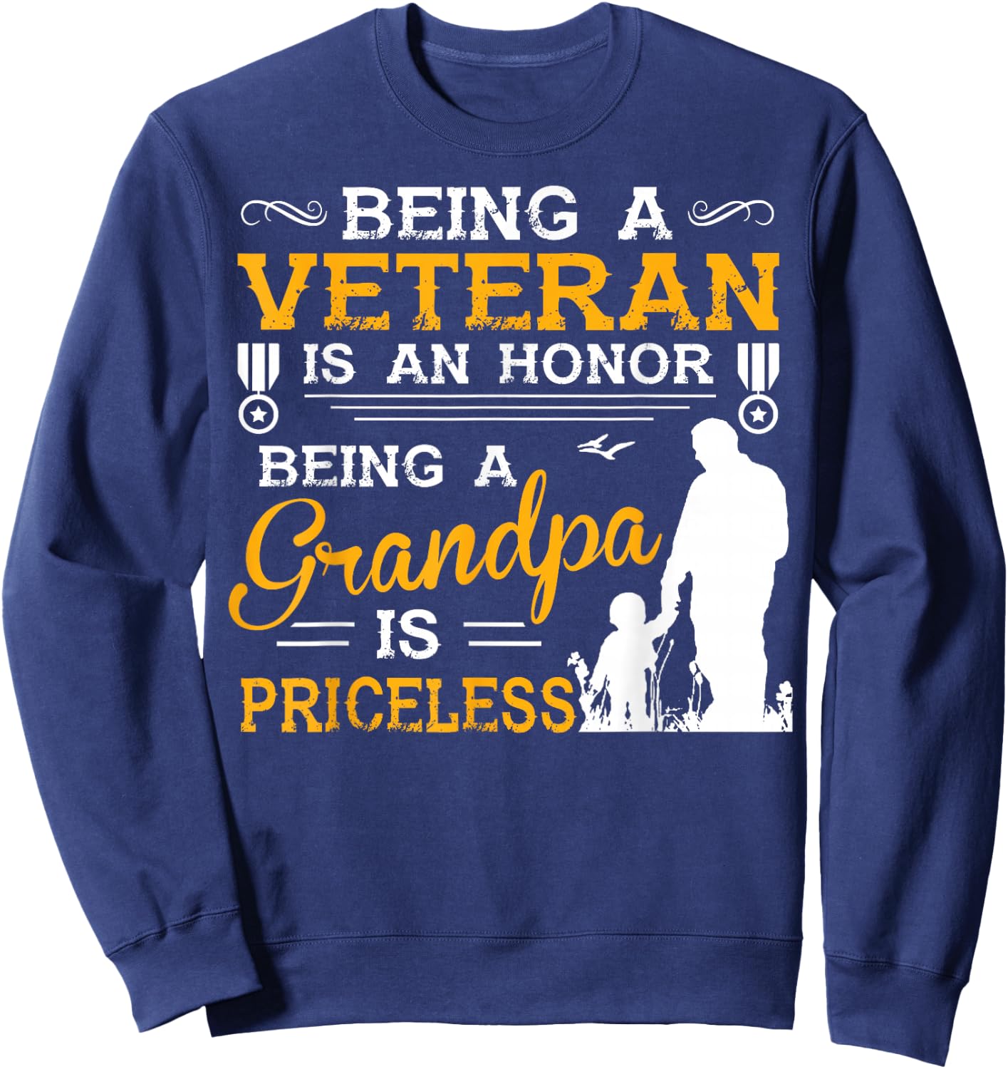 Veteran Grandpa Gift Grandfather Sweatshirt - Sweatshirt | Navy