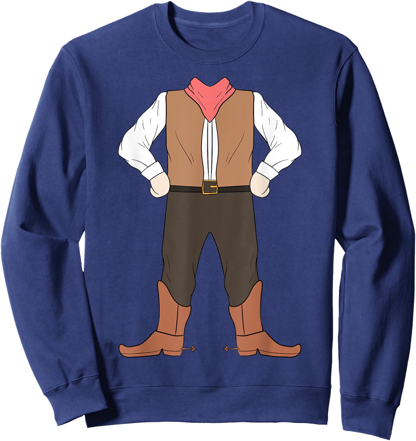 Cowboy Body Costume Easy Halloween Western Sheriff Gift Sweatshirt - Sweatshirt | Navy