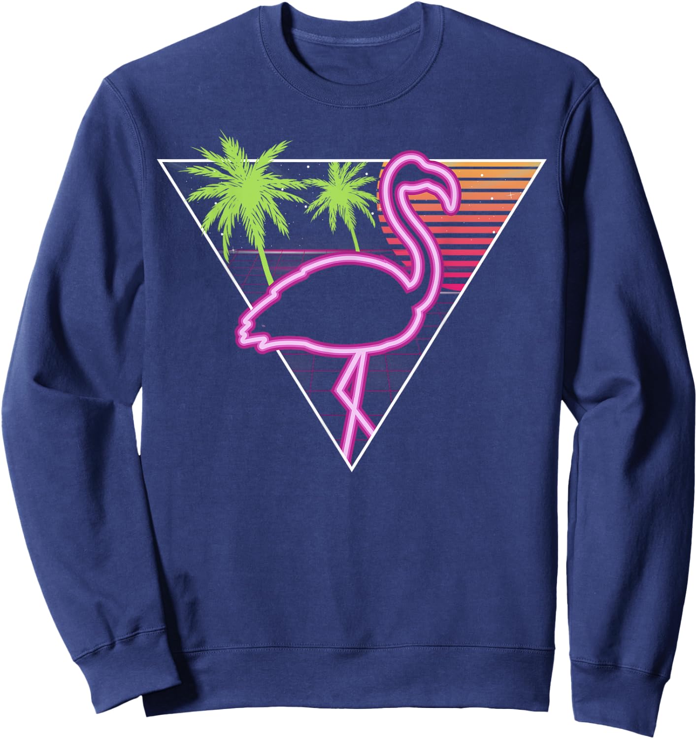 Vintage Pink Flamingo Retro Look Miami 1980s Gift Sweatshirt - Sweatshirt | Navy