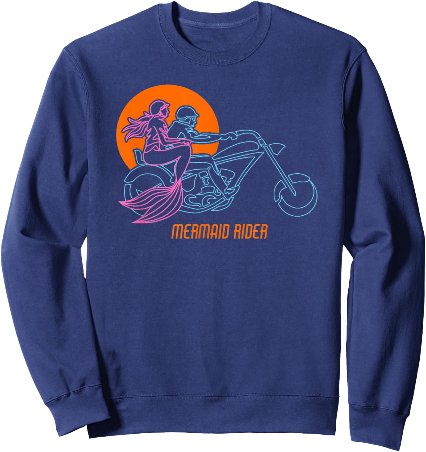 Funny Vintage Biker - Mermaids who love Motorcycles Sweatshirt - Sweatshirt | Navy