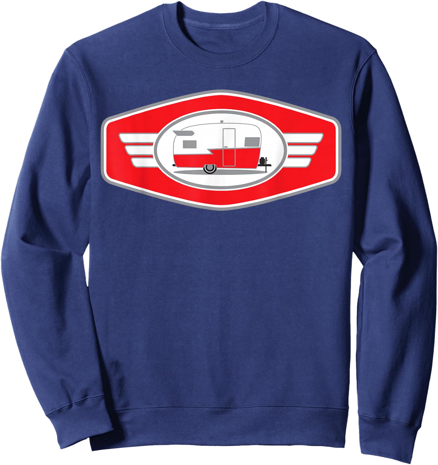 Vintage Shasta Camper Trailer - Red/White Sweatshirt - Sweatshirt | Navy