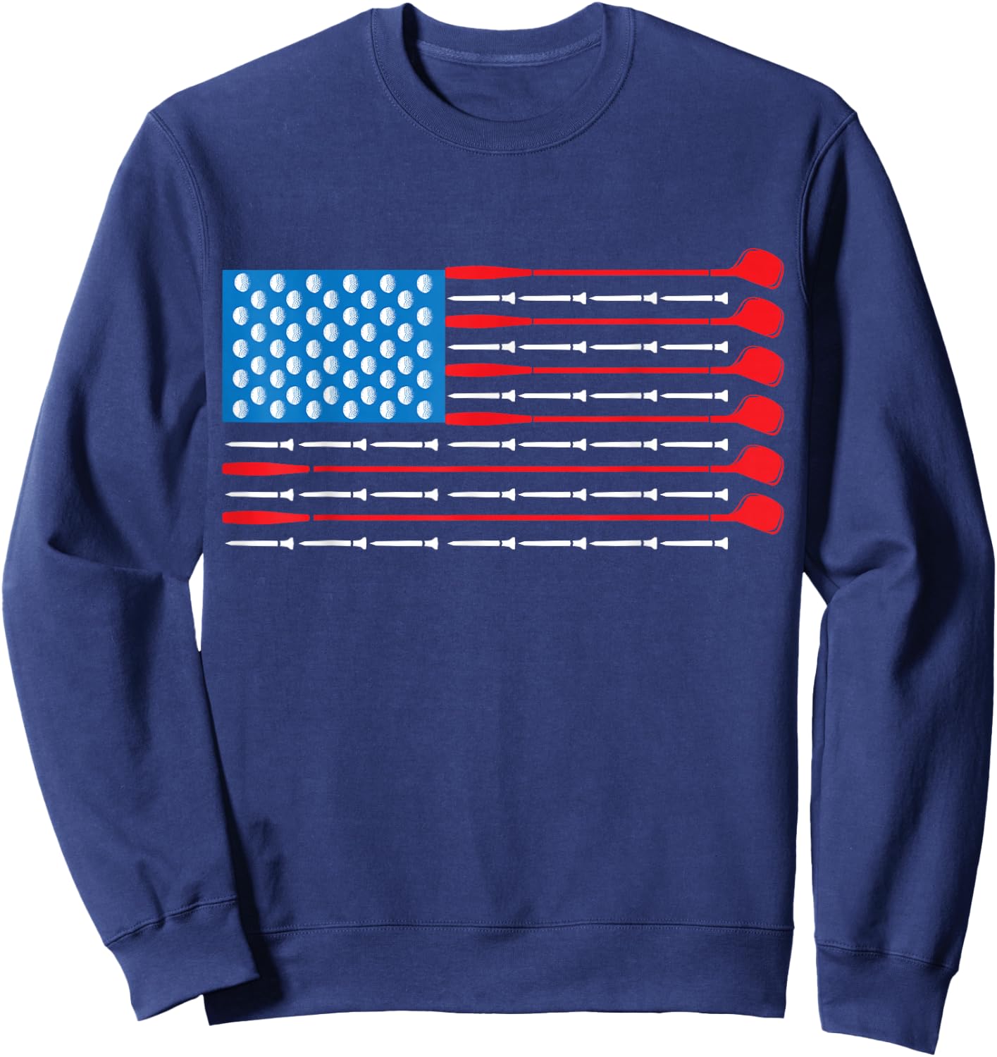 Patriotic Golf Shirt - USA Flag Golf Clubs & Golf Balls Sweatshirt - Sweatshirt | Navy