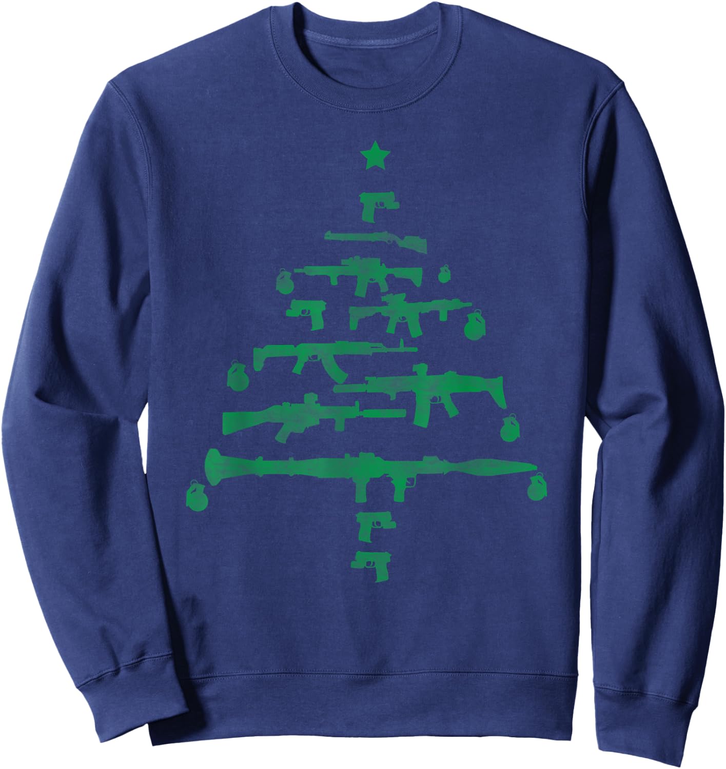 Christmas Tree Guns Rifles Firearms Grenades Army Military Sweatshirt - Sweatshirt | Navy