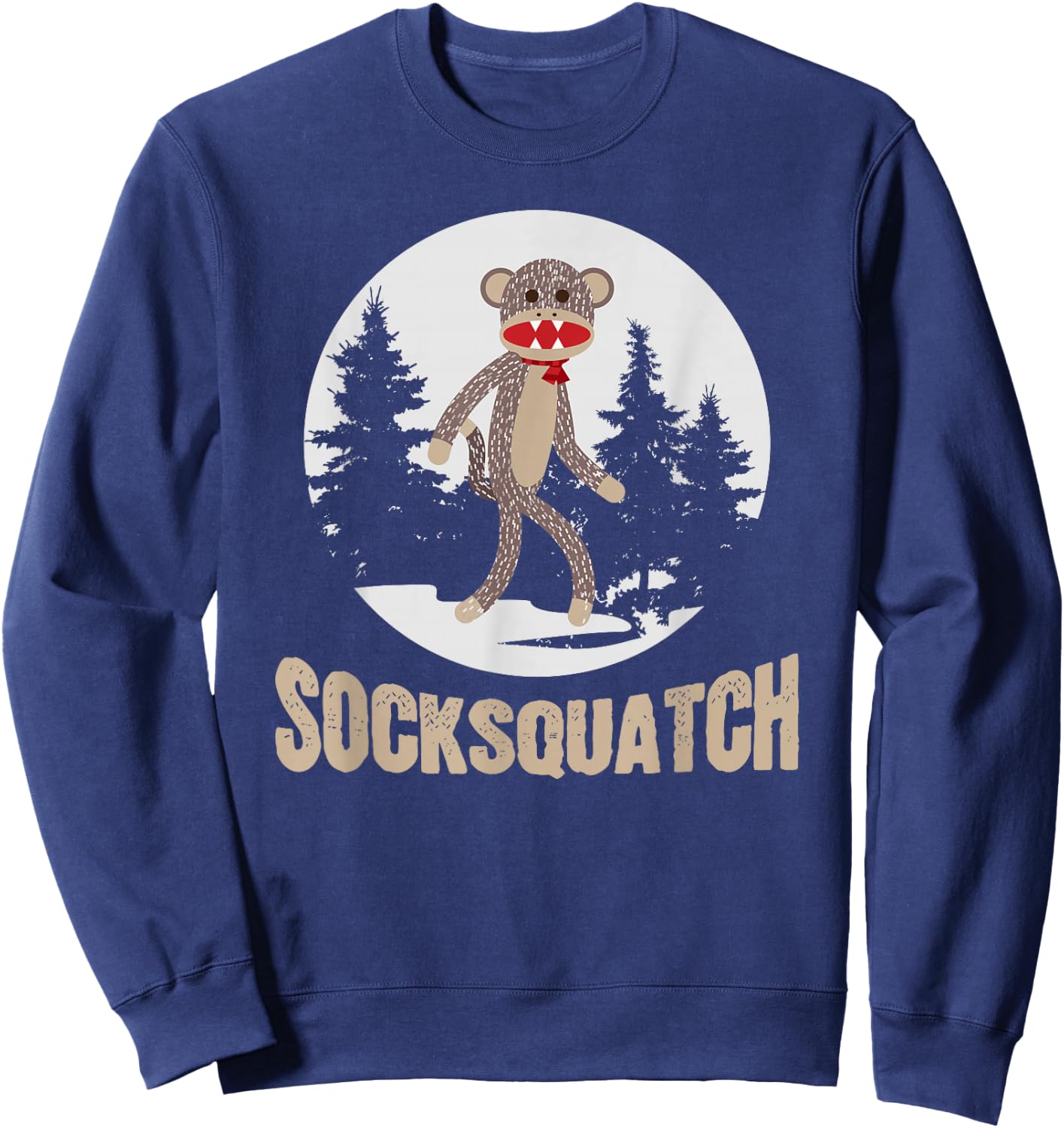 Funny Bigfoot Sighting Sock Monkey Sasquatch Socksquatch Sweatshirt - Sweatshirt | Navy