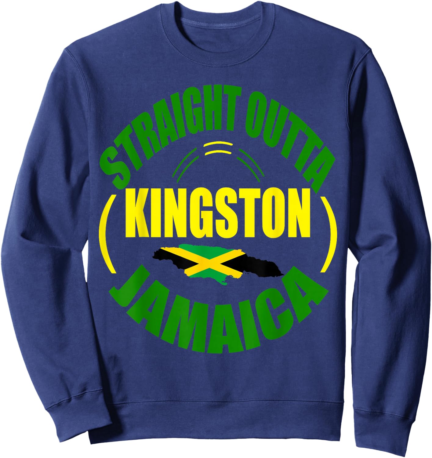 Straight From Kingston Jamaica, Jamaican Flag Sweatshirt - Sweatshirt | Navy