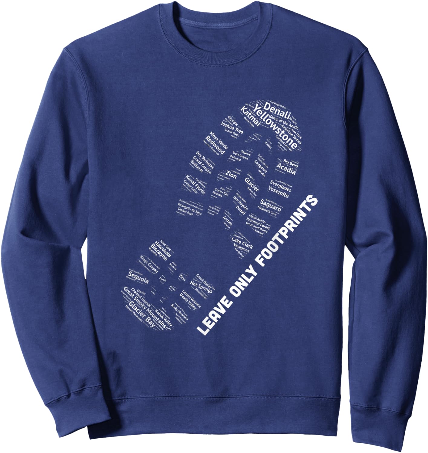 National Parks Boot Print Shirt Listing All National Parks Sweatshirt - Sweatshirt | Navy