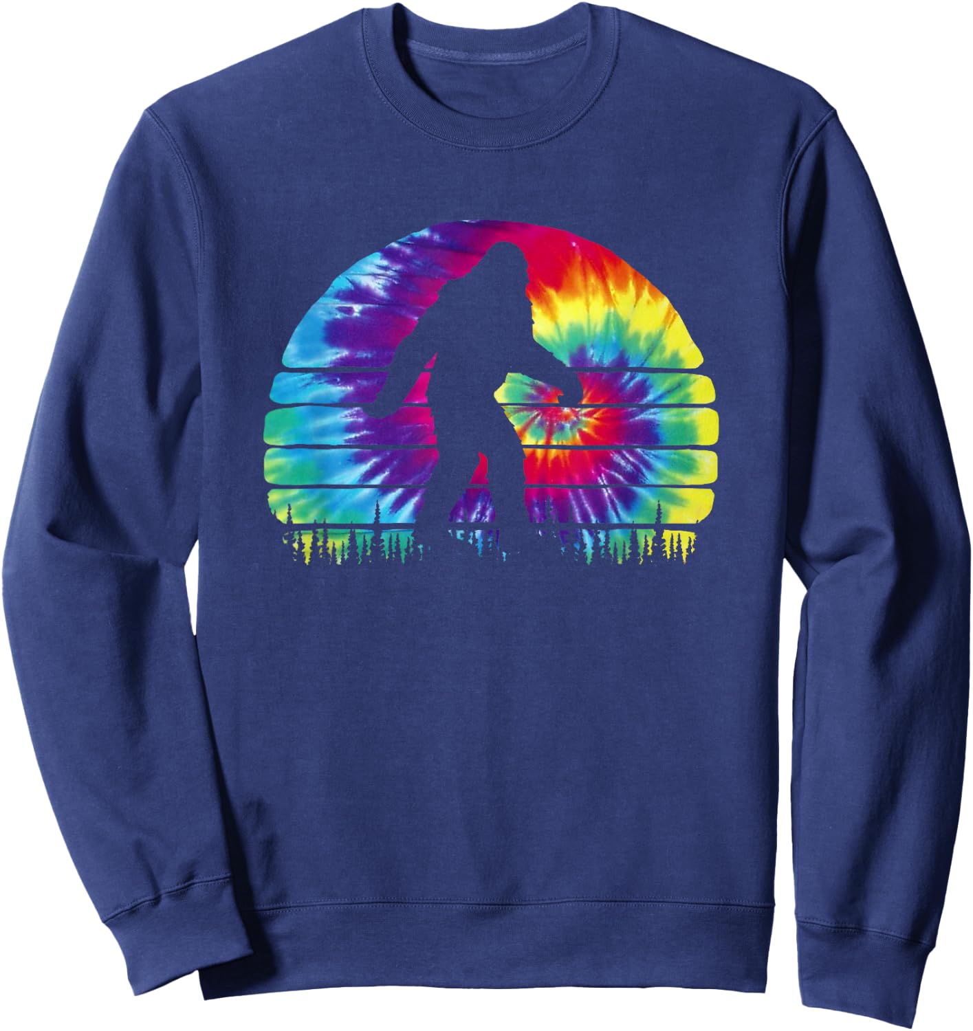 Believe in Bigfoot Tie Dye Design - Hippie Sasquatch Sweatshirt - Sweatshirt | Navy