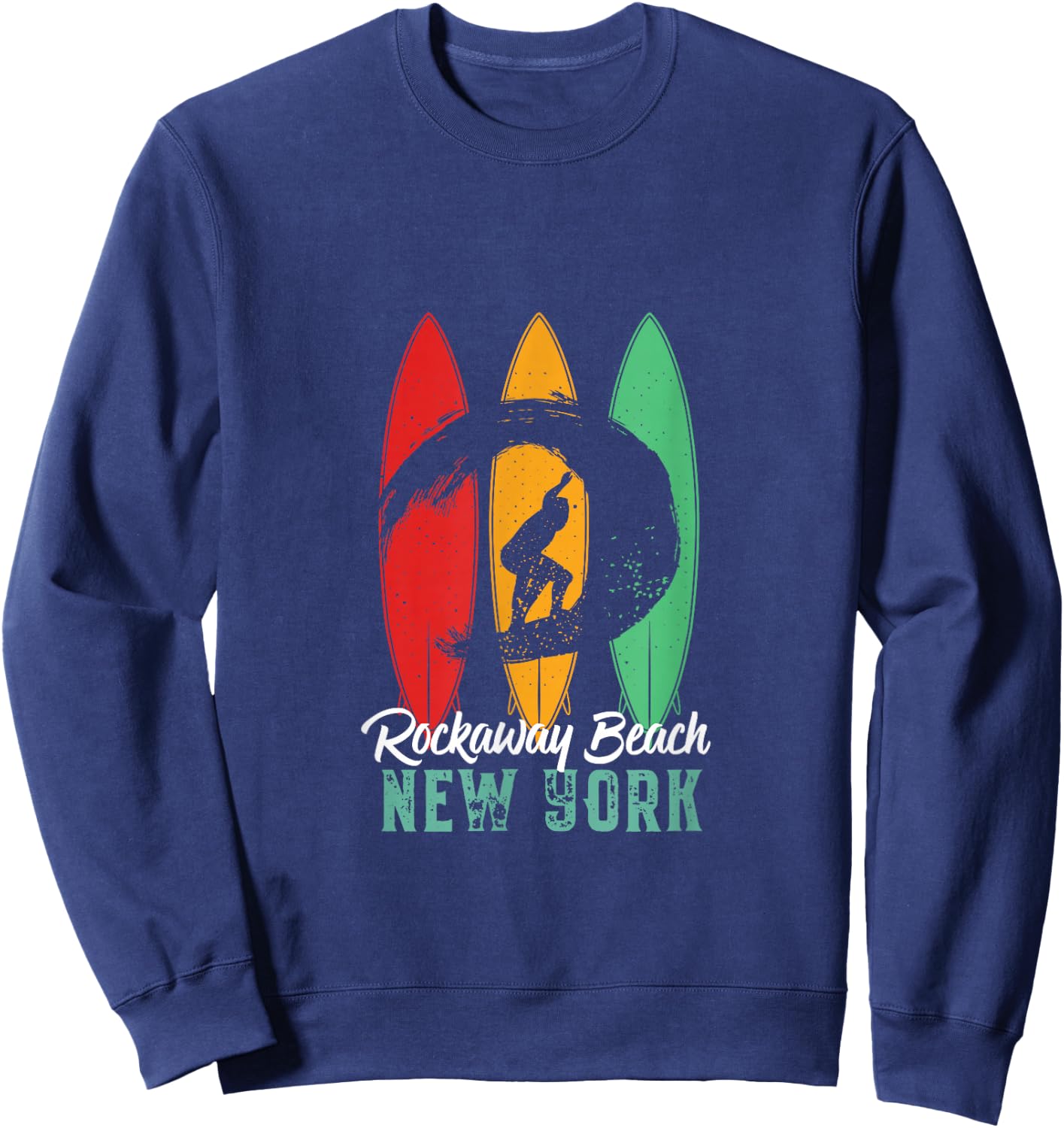 Rockaway Beach New York Vintage Surfing Sports Sweatshirt - Sweatshirt | Navy