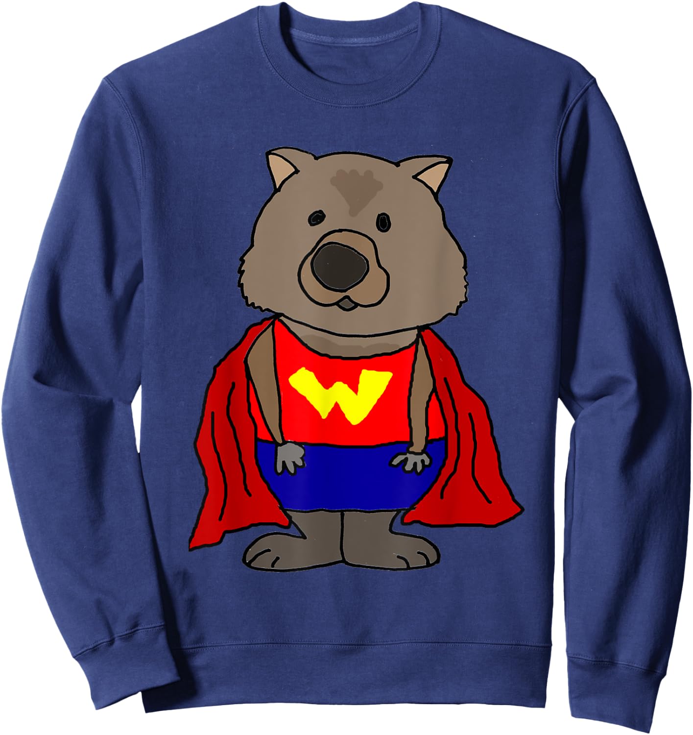 Smilemoretees Funny Wonder Wombat Superhero Sweatshirt - Sweatshirt | Navy