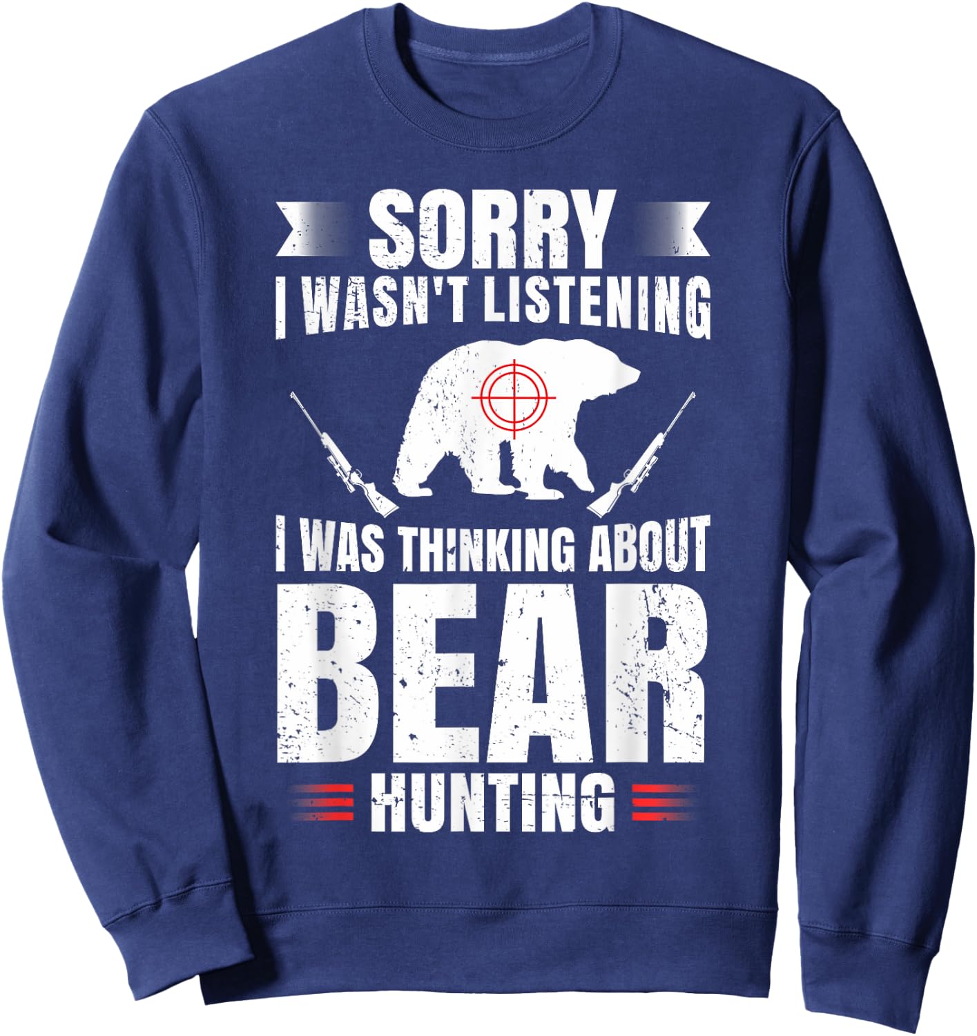 Funny Bear Hunting Lover Fan Hunter Hobby Gun Wildlife Gift Sweatshirt - Sweatshirt | Navy